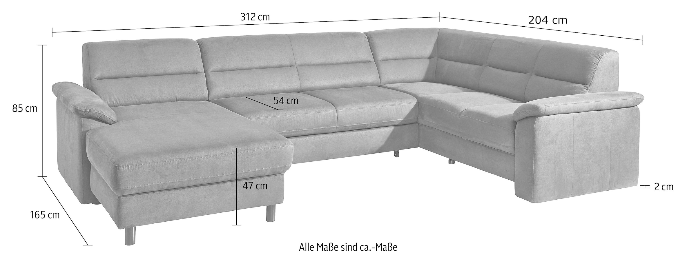 sit&more Wohnlandschaft »Top Ascara U-Form«, inklusive Boxspring/Federkern-Polsterung, wahlweise mit Bettfunktion