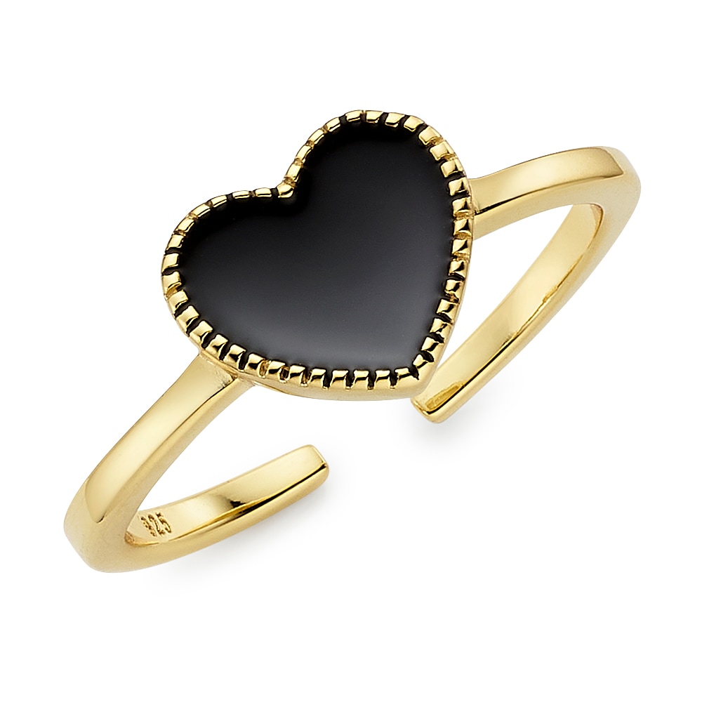 Aniston Finger Ring Women Yellow Gold Black Size 56