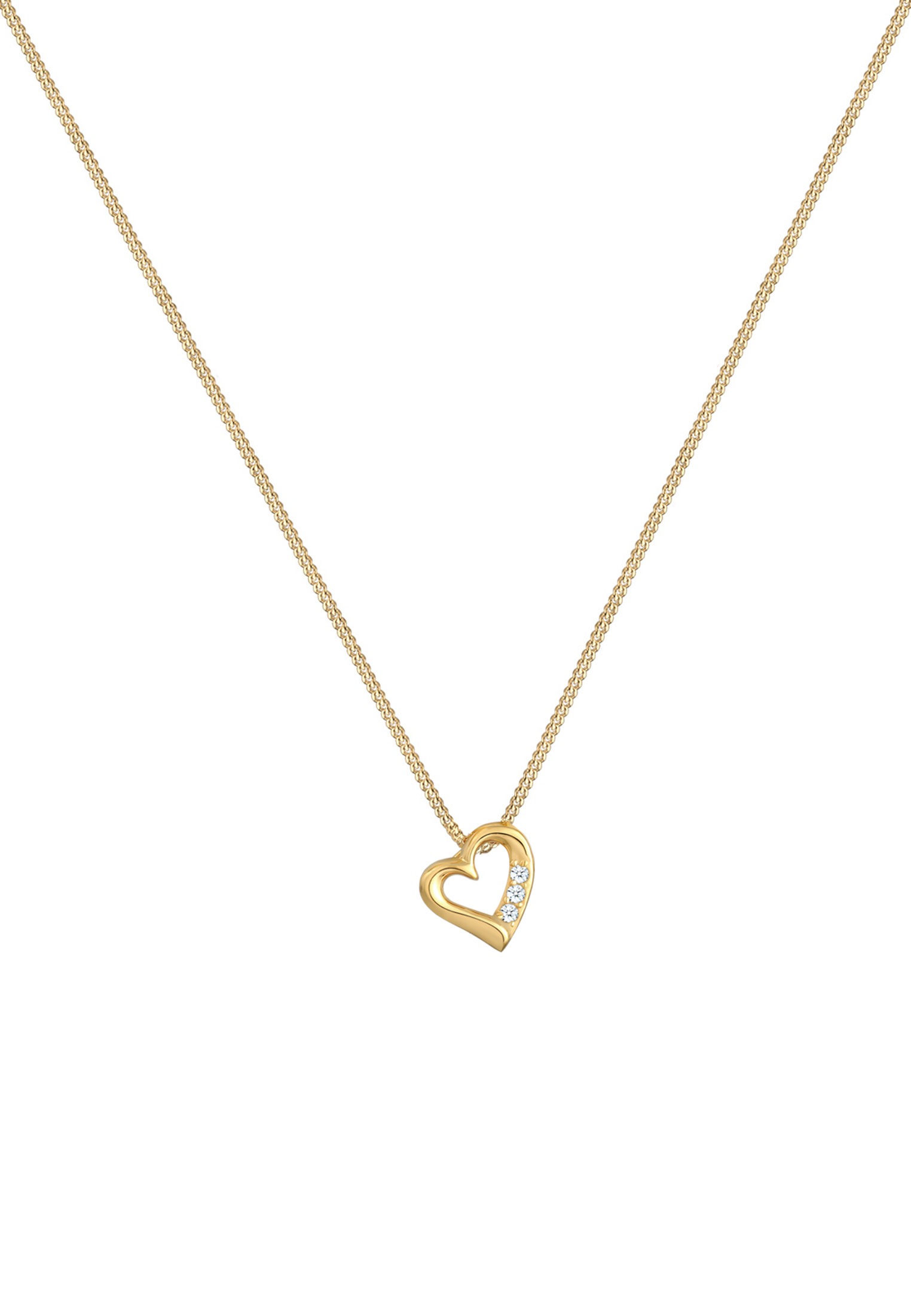 Elli DIAMONDS Collierkettchen »Herz Diamant Weiß Brillantschliff (0.045 ct) 585 Gelbgold«