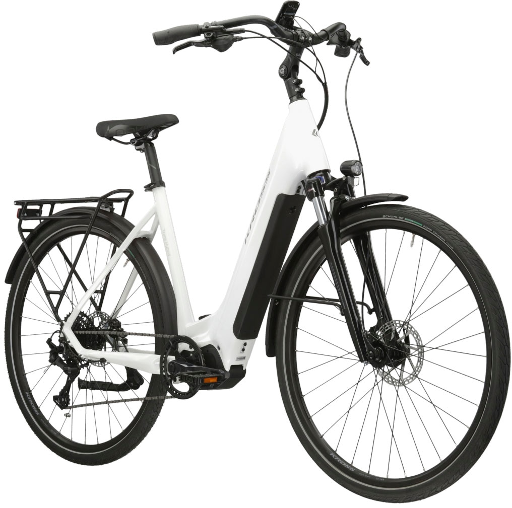 Kross E-Bike »KROSS E-Trekkingrad Trans 5.0 28" weiß 9 Gänge«, 9 Gang, microSHIFT, ADVENT M619, Mittelmotor 250 W