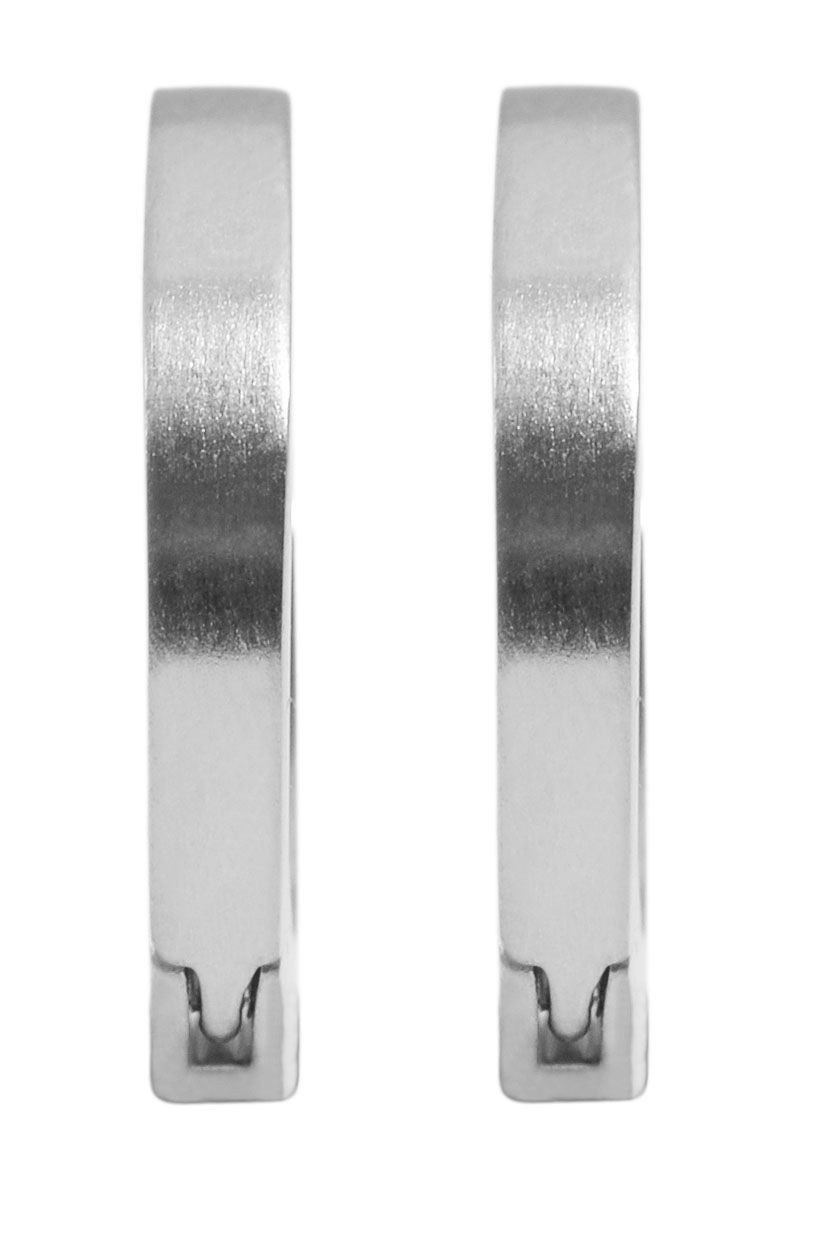 Adelia's Unisex Steel Hoop Earrings Silver 12mm 2