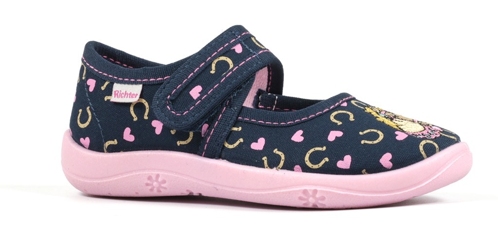 Richter Hausschuh "WMS: mittel" Klettschuh, Kindergarten Schuh mit Print, Größenschablone zum Download
