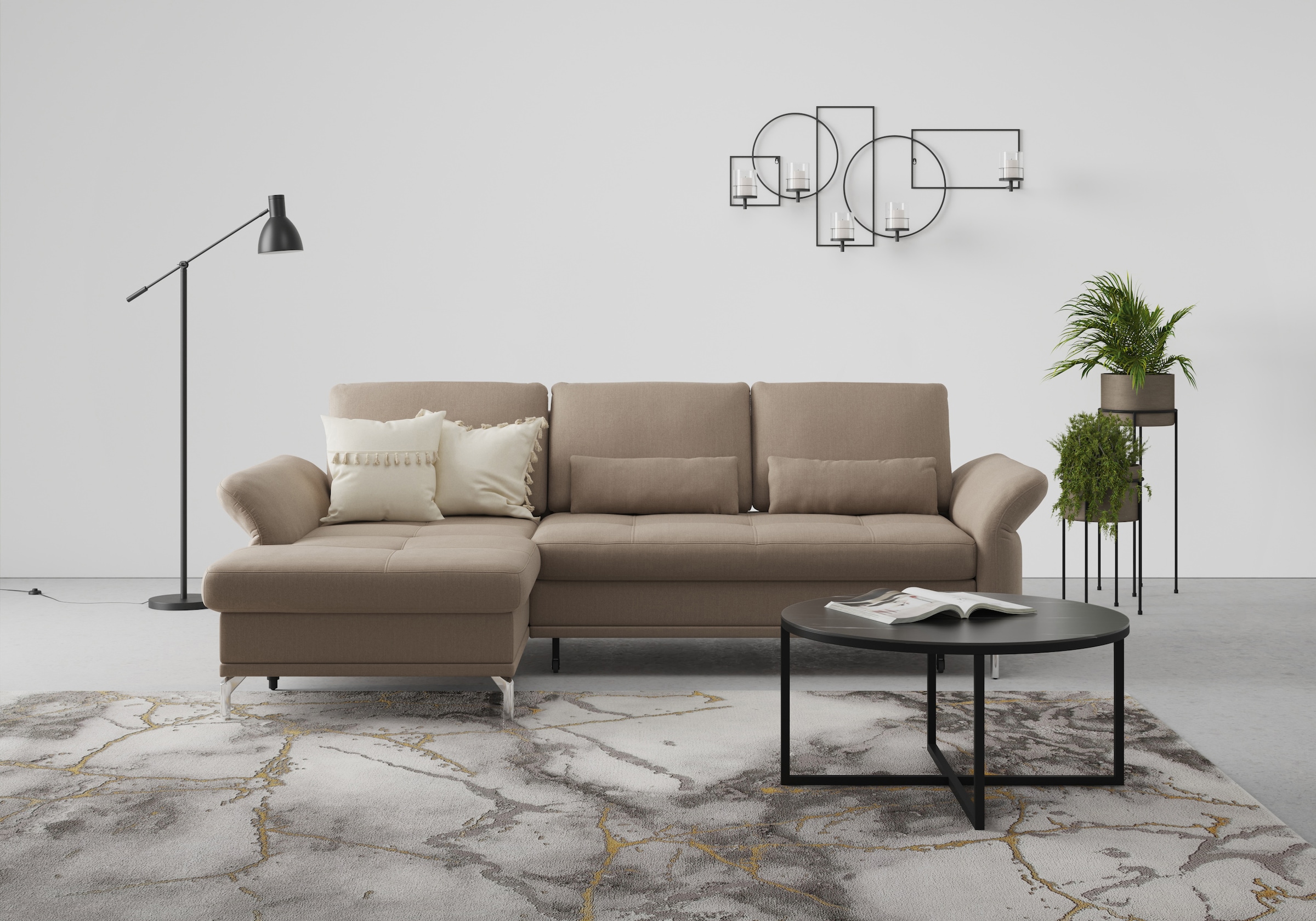 Home affaire Ecksofa "Palm Beach L-Form" Federkern, mit Sitztiefenverstellu günstig online kaufen