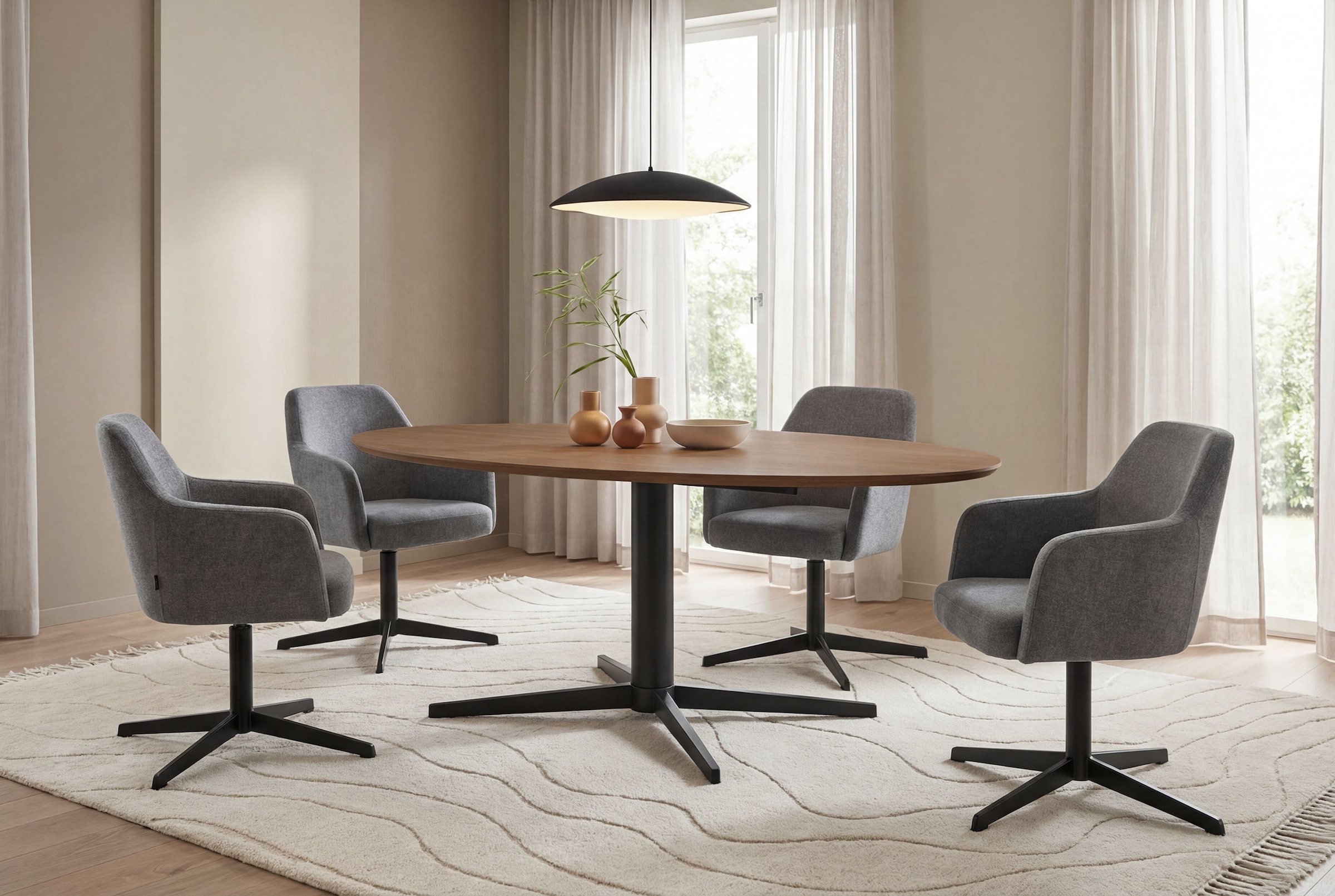 SCHÖNER WOHNEN-Kollektion Esszimmerstuhl »MARLOY, 360° drehbar mit Rückholfunktion« () 1 Stk.mit Taschenfederkern, Bezug Webstoff, Untergestell pulverbeschichtet