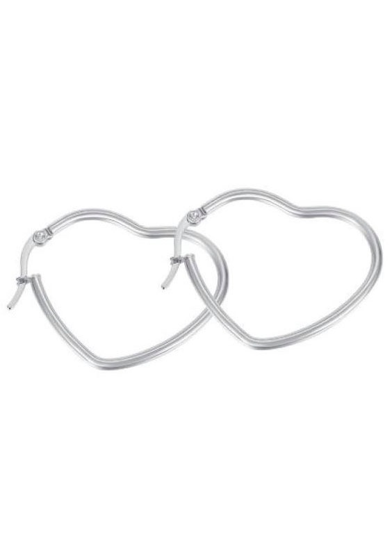 Paar Creolen FIRETTI "Schmuck Geschenk Herz", silber (edelstahlfarben), Ohrringe, Damen, 32mm, Edelstahl