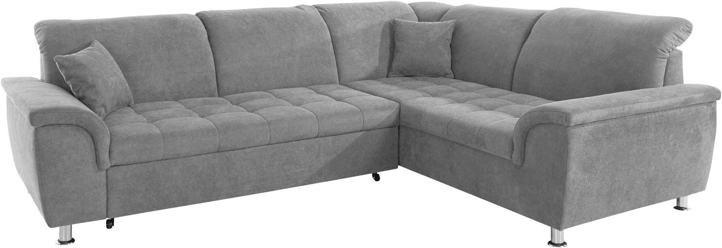 DOMO collection Ecksofa »Franzi, zeitlos und elegant, moderne Sitzheftung, L-Form«, wahlweise mit Kopfteilverstellung (dann Breite: 275 cm)
