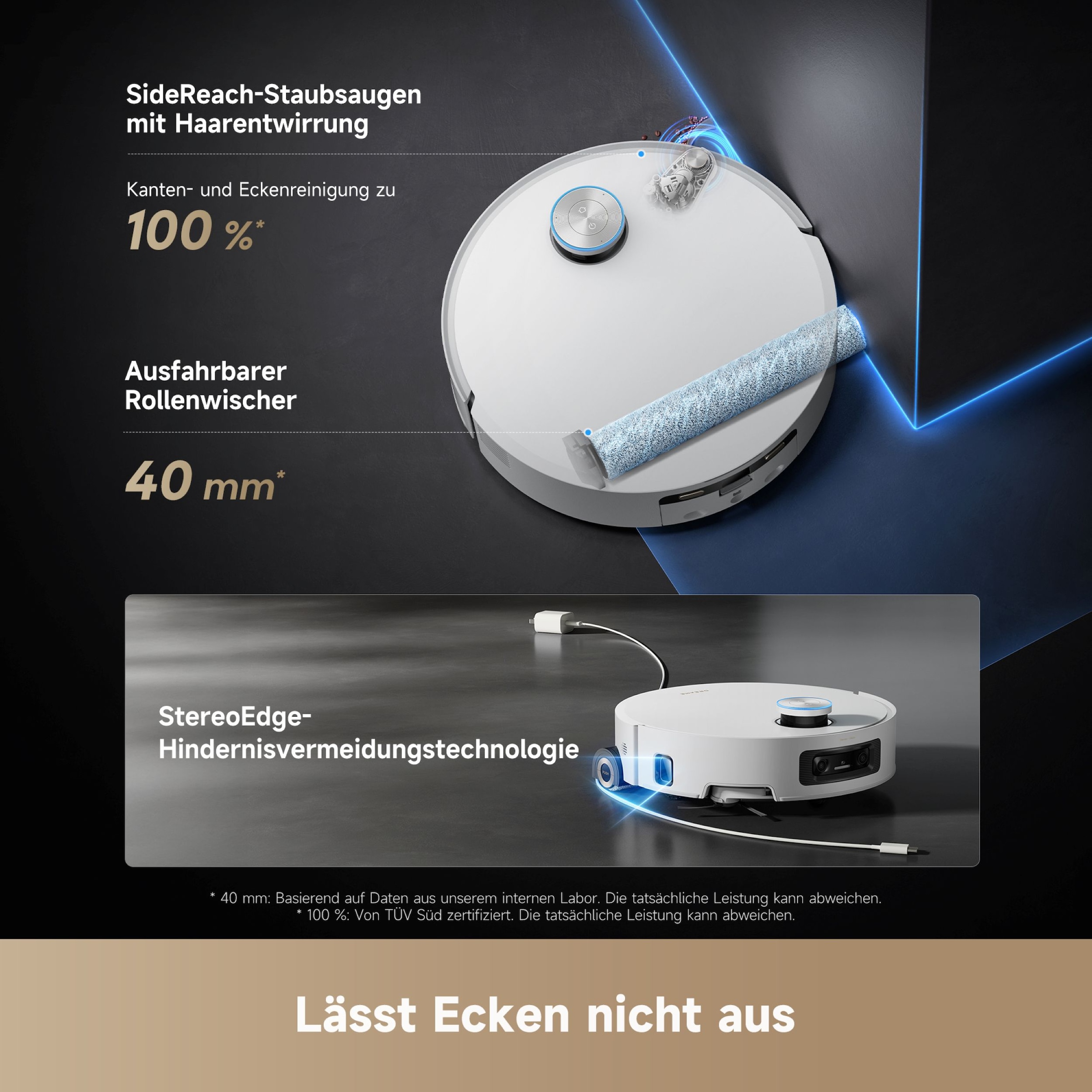 Dreame Saugroboter »mit Wischfunktion Aqua10 Ultra Roller Complete« Warmwasser-Wischsystem, Rollenmopp, überwindet Hindernisse, 30.000 Pa