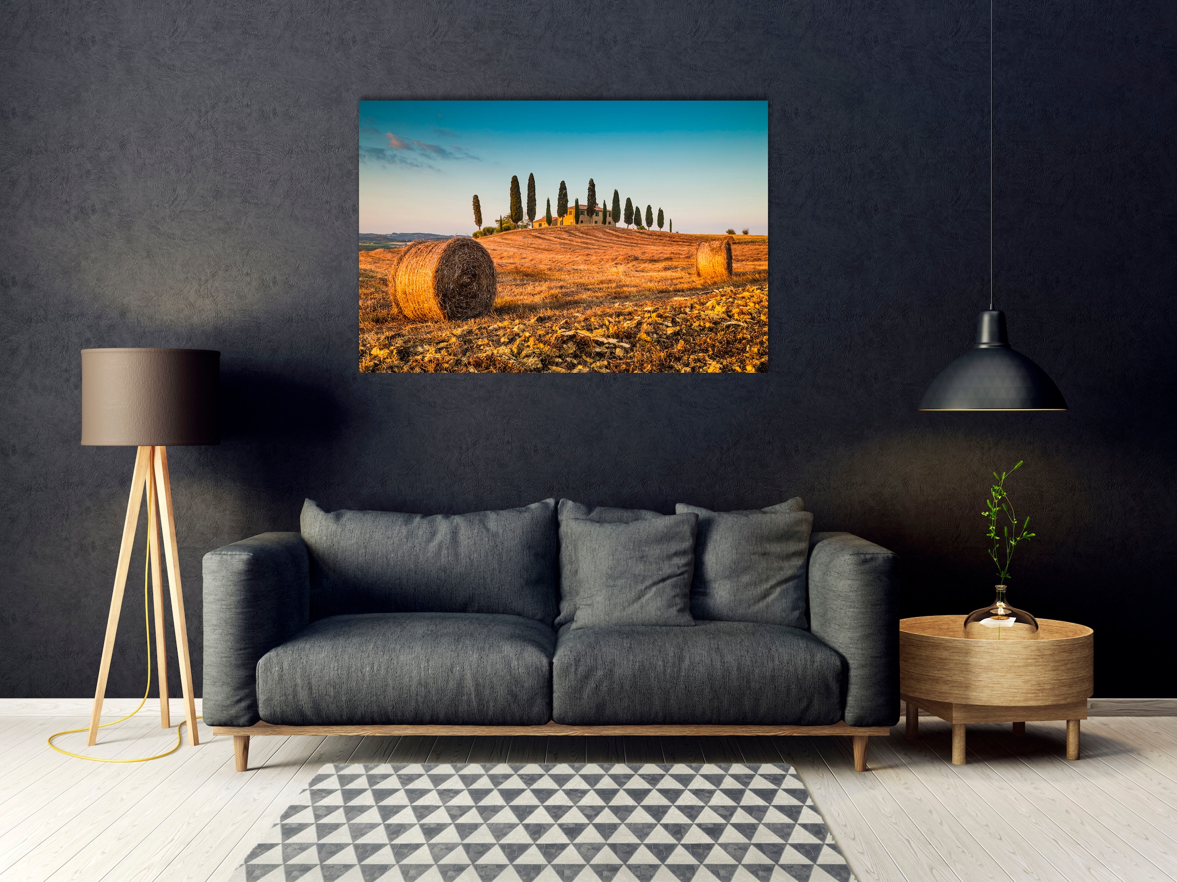 queence Acrylglasbild "Elida", Landschaft-Italien-Tannenbaum-Gebäude, (1 St günstig online kaufen