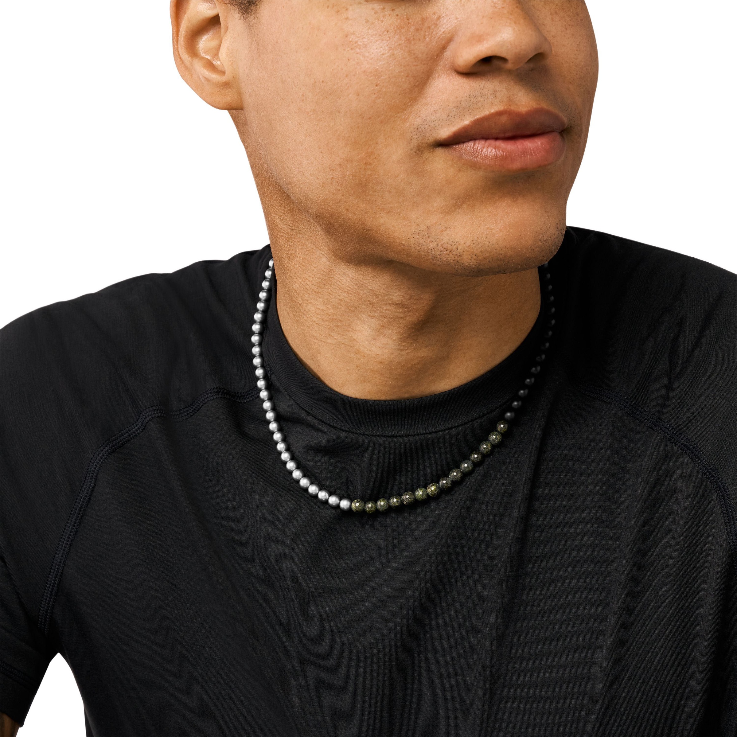 ARMANI EXCHANGE Edelstahlkette »Schmuck Geschenk Halsschmuck Halskette Kugeln, AXG0140040«, mit Achat, Serpentin
