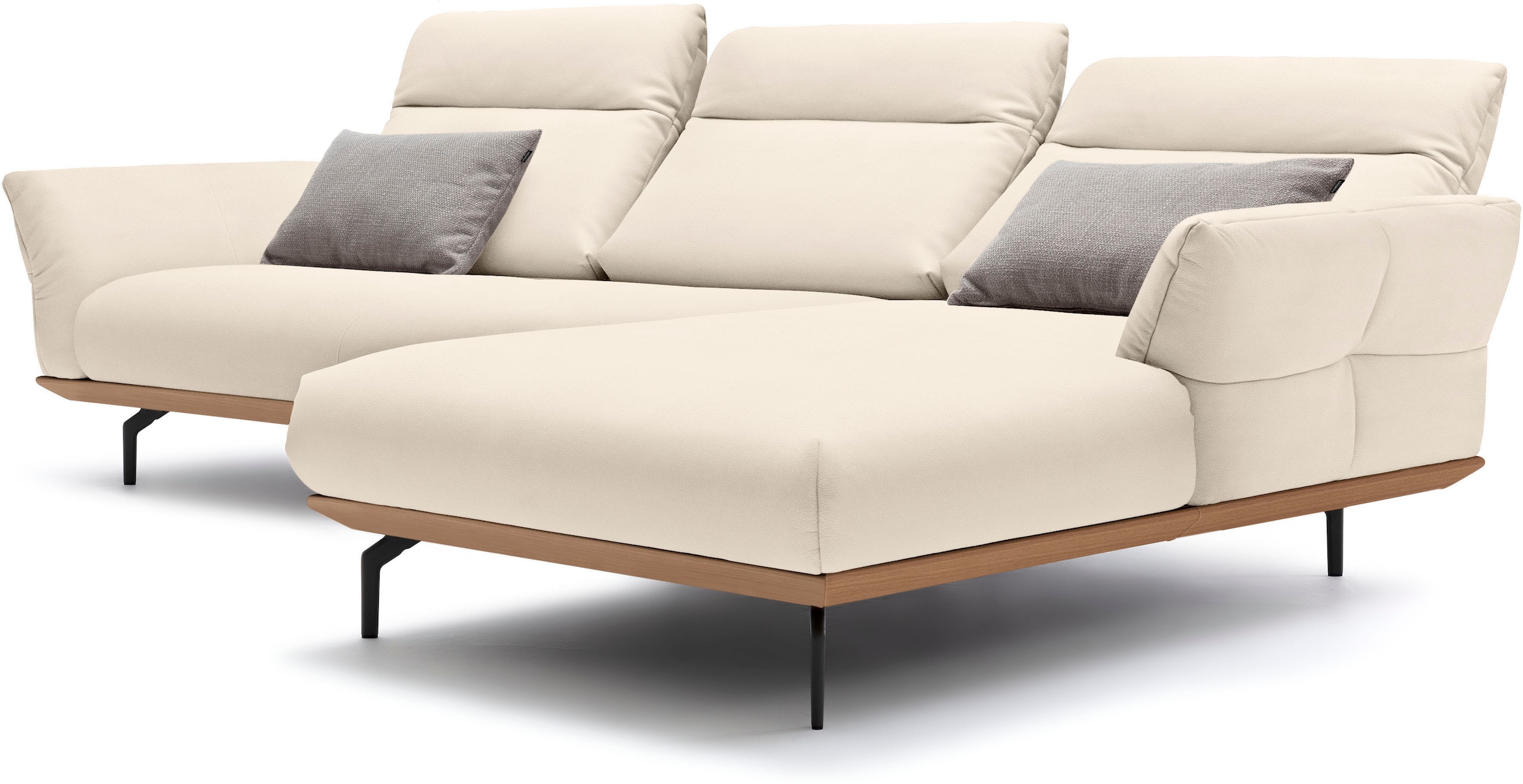 Creation BY ROLF BENZ Ecksofa »CR.460«, Sockel in Eiche, Winkelfüße in Umbragrau, Breite 318 cm