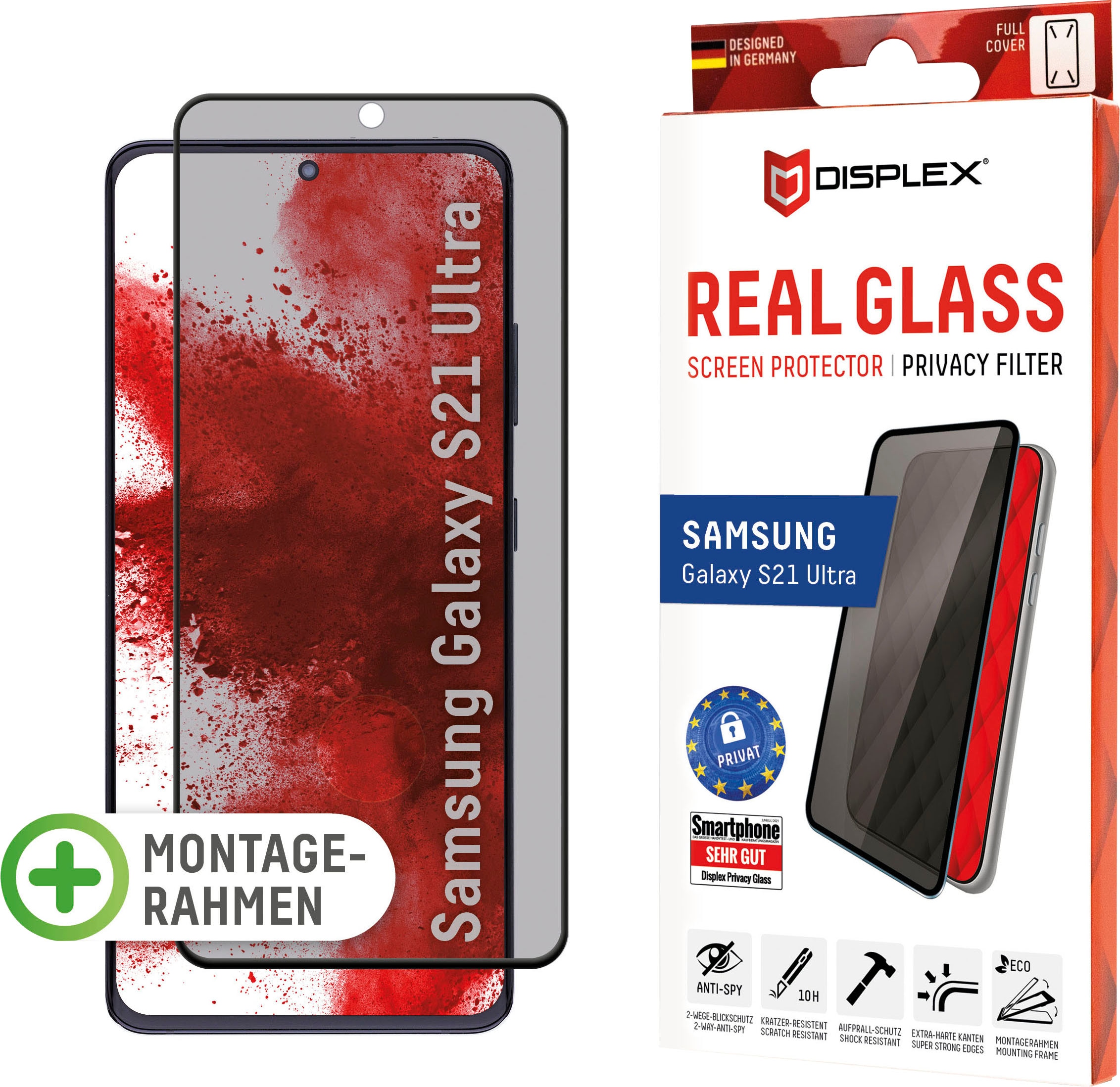 Displex Displayschutzglas »DISPLEX Privacy Glass Panzerglas für Samsung Galaxy S21 Ultra (6,8")«, für Samsung Galaxy S21 Ultra