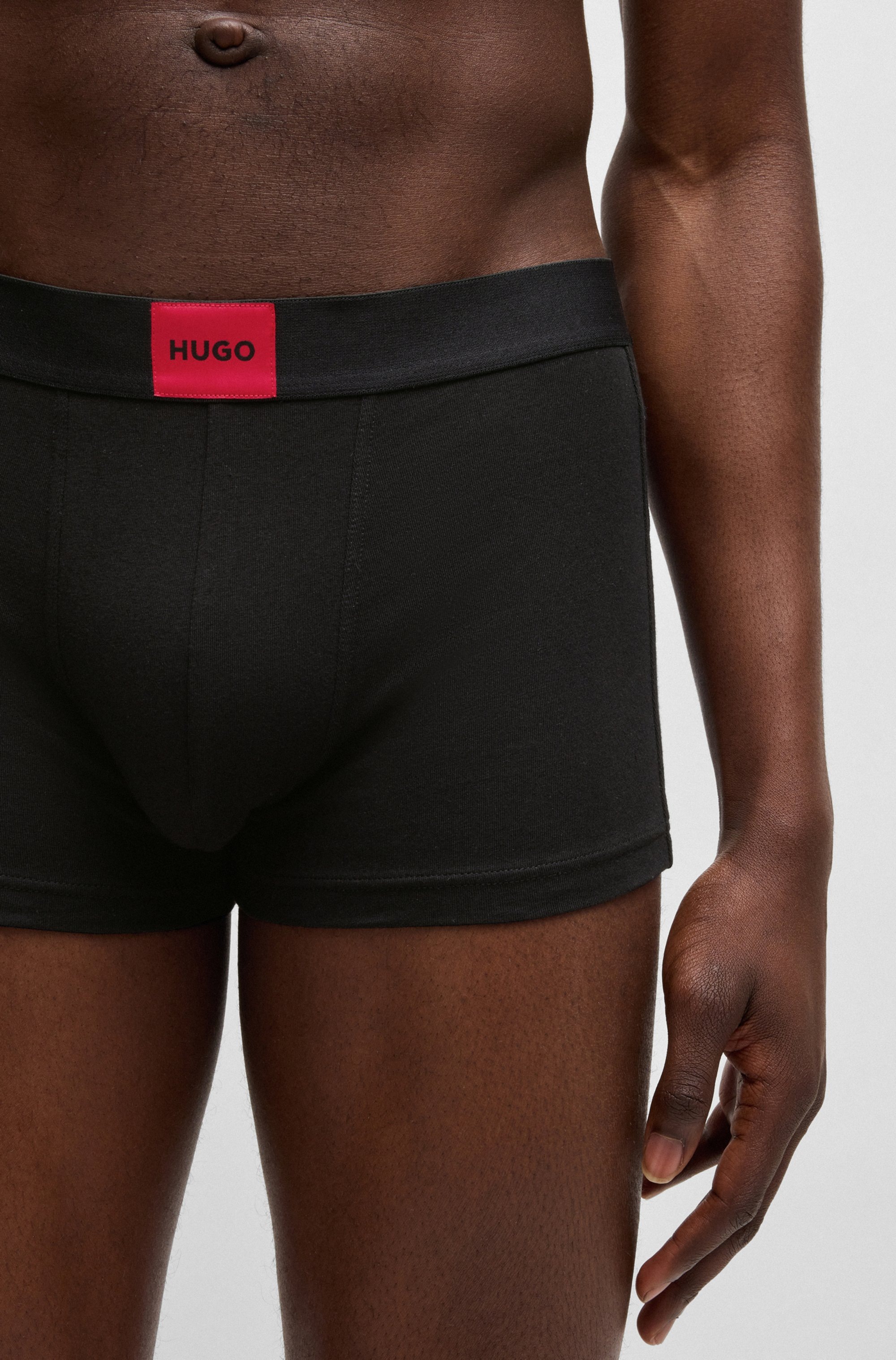 HUGO Underwear Trunk, (Set, 3 St.), mit kontrastfarbenen Logobadge