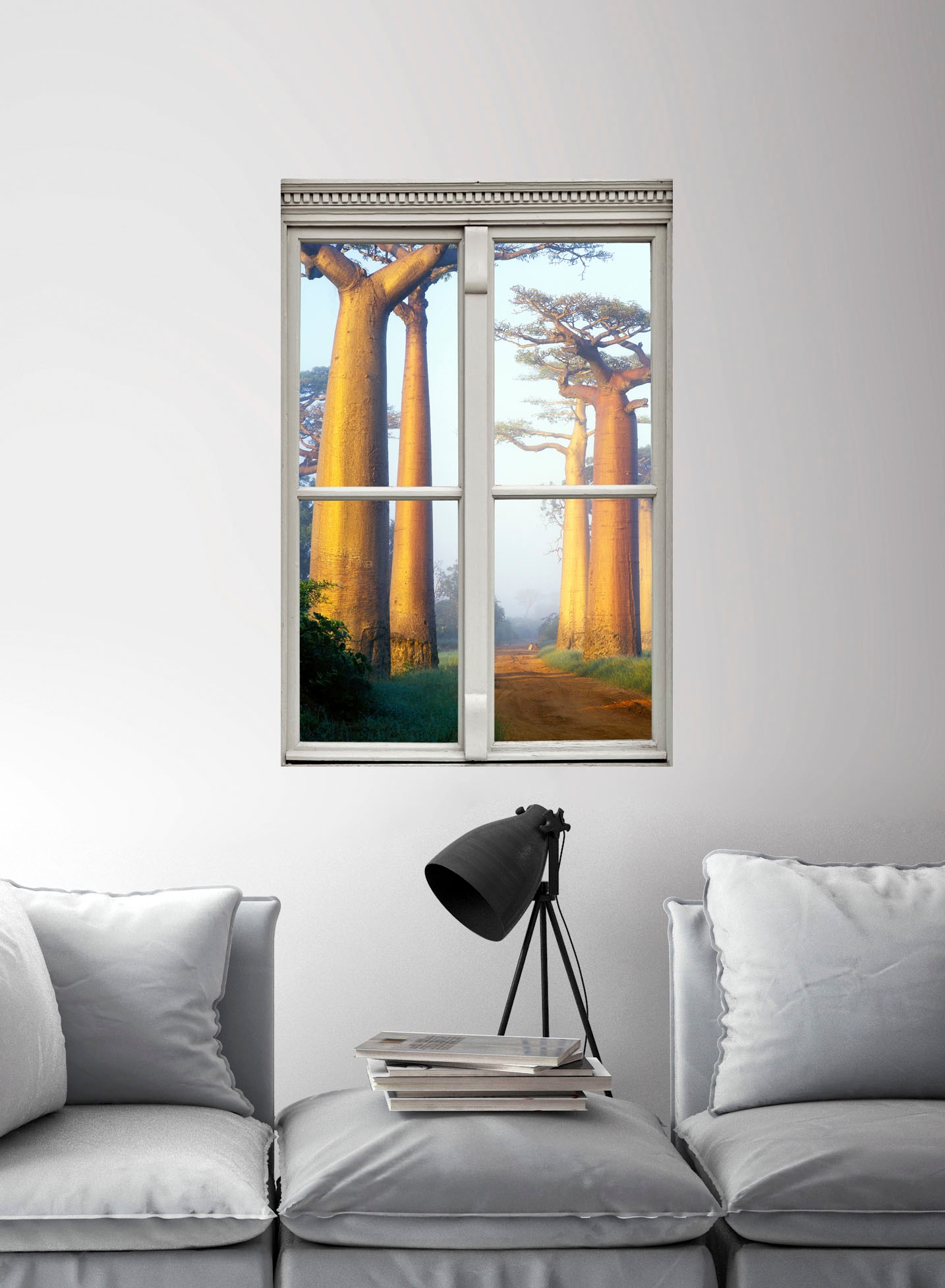 queence Wandsticker »Affenbrotbäume«, Wandsticker, Wandbild, selbstklebend, 3D, Fenster