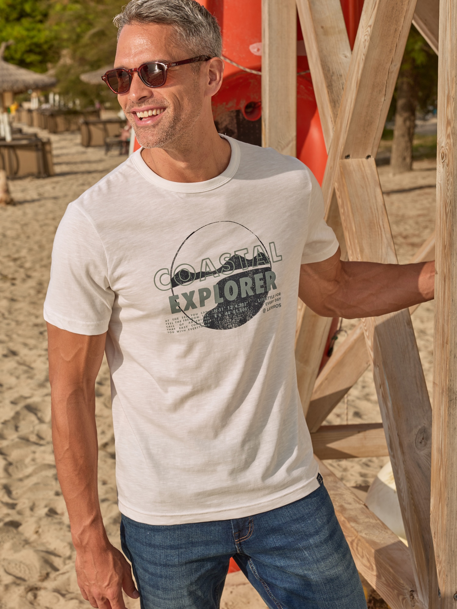 LERROS "T-Shirt mit Brustprint und Rundhalsausschnitt"