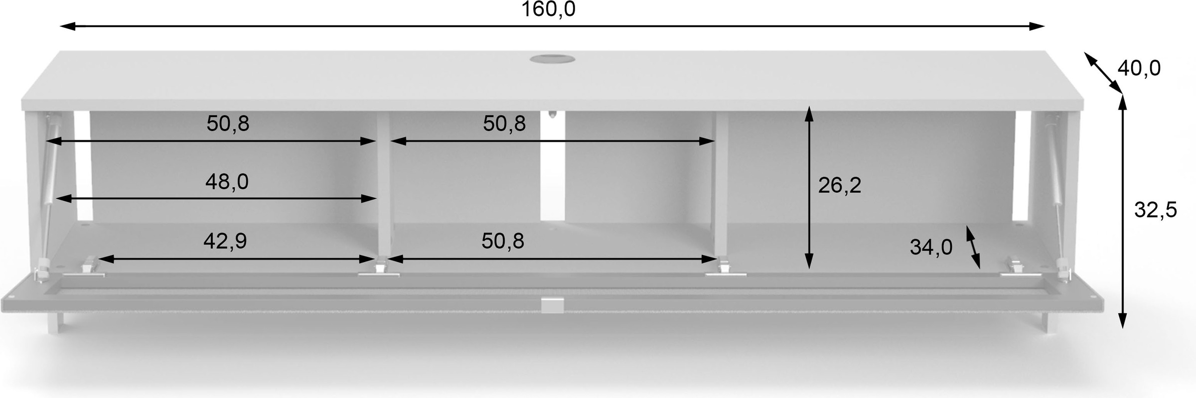 JUST by Spectral Lowboard »Just Racks«, JRB1604, Breite 160 cm, wahlweise mit Basis- oder TV-Paket