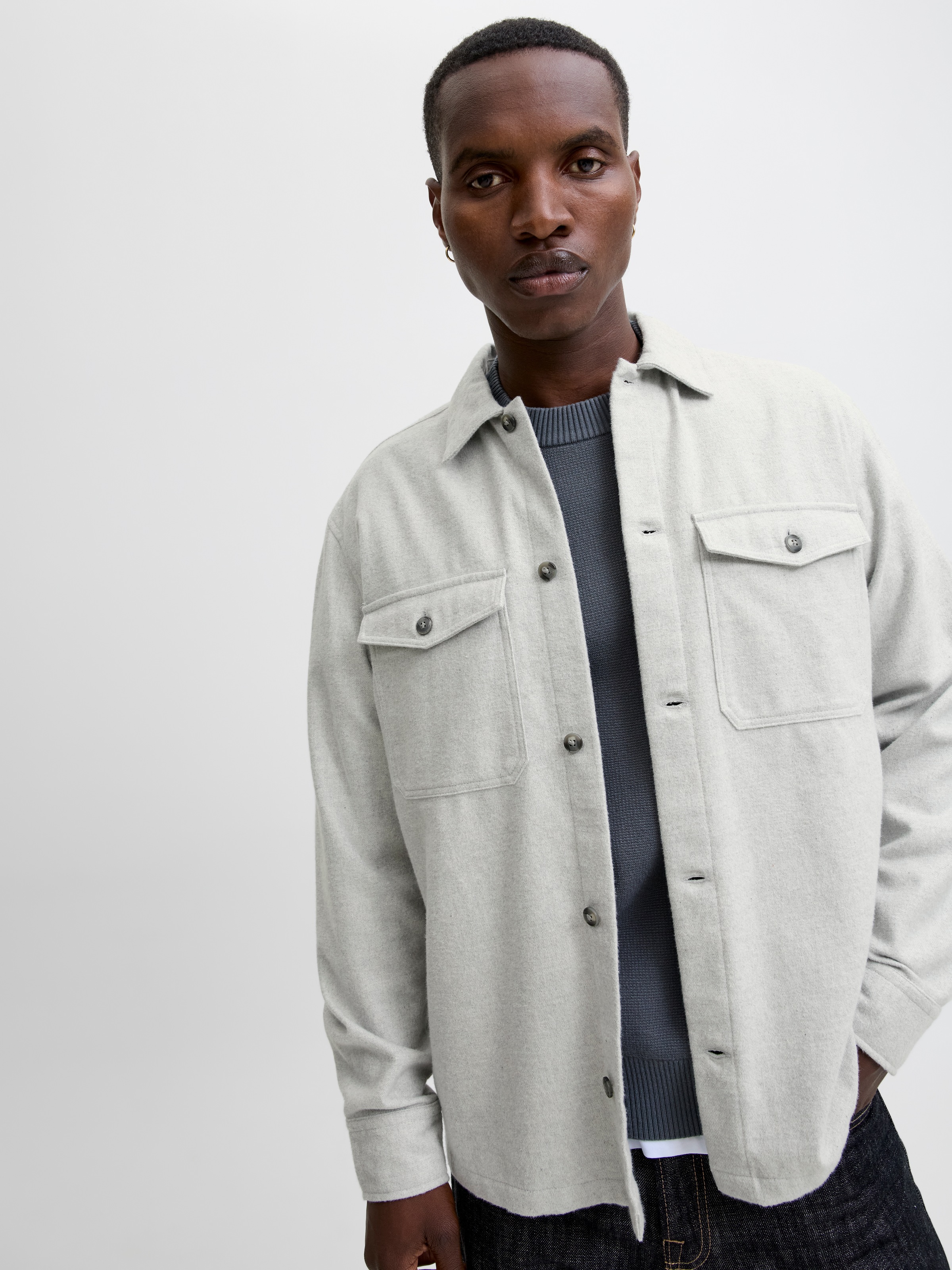 Jack & Jones Langarmhemd "JJEPERFECT MELANGE OVERSHIRT LS SN" günstig online kaufen
