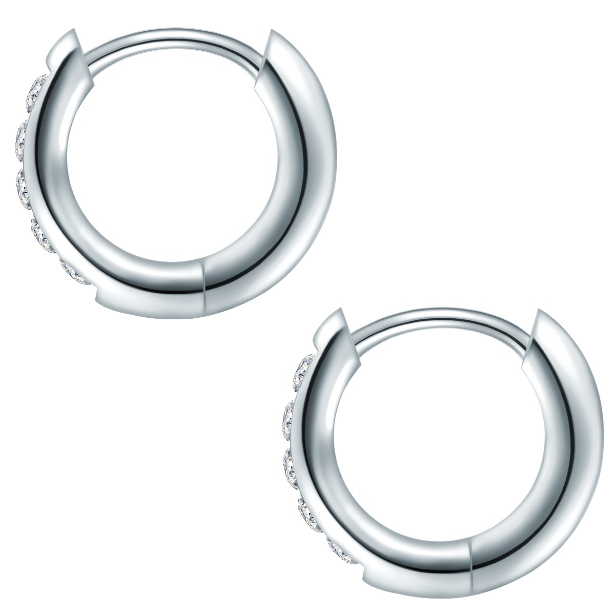 Eastside ES469 Pair Hoop Earrings Silver White 2