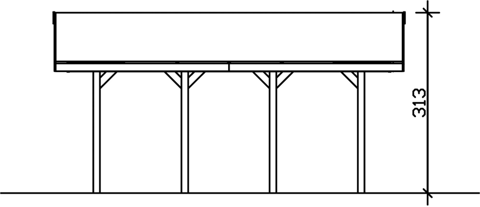 Skanholz Einzelcarport »Wallgau«, Nadelholz, 291 cm, Nussbaum, 380x600cm, schwarze Schindeln