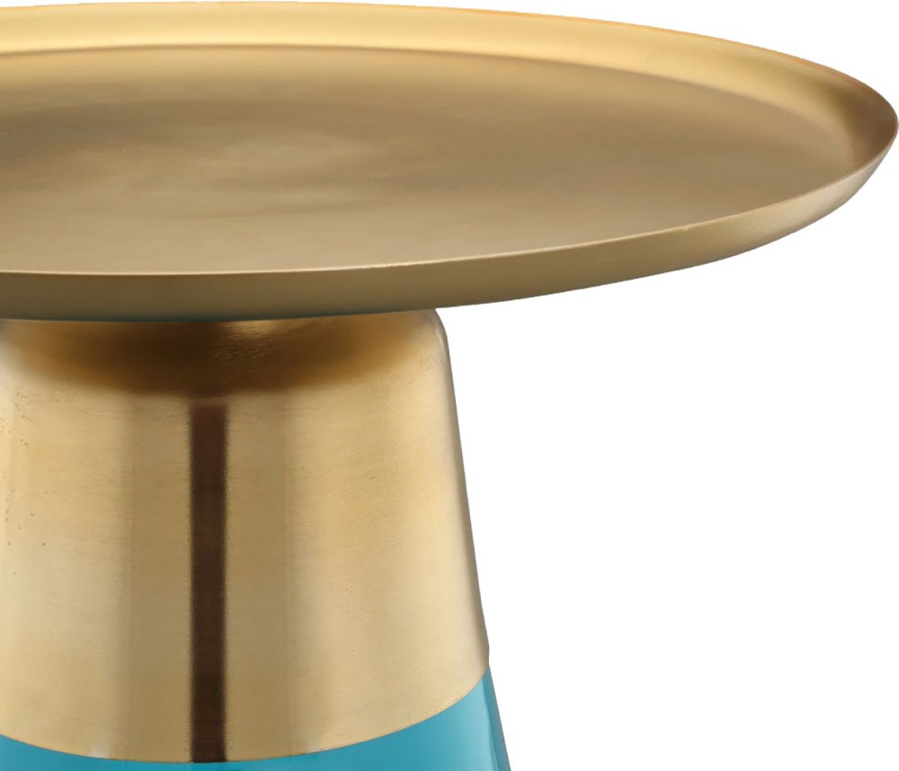 Kayoom Beistelltisch »Roman 225, mundgeblasener Glaskorpus«, (1 St.), mundgeblasener Glaskorpus, Retro-Design, goldene Metall-Tischplatte