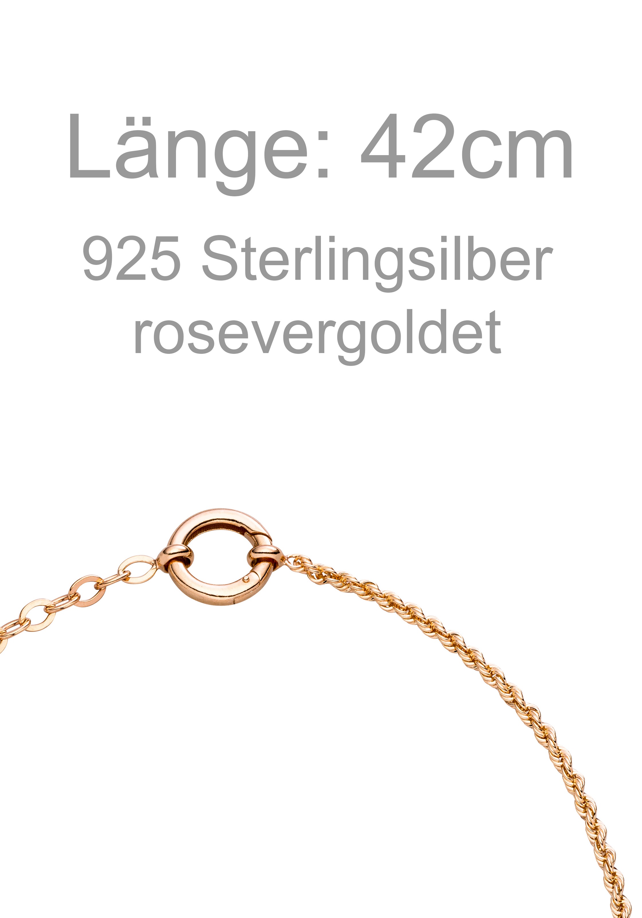 JOBO Kette ohne Anhänger 925 Silber roségold vergoldet 42 cm