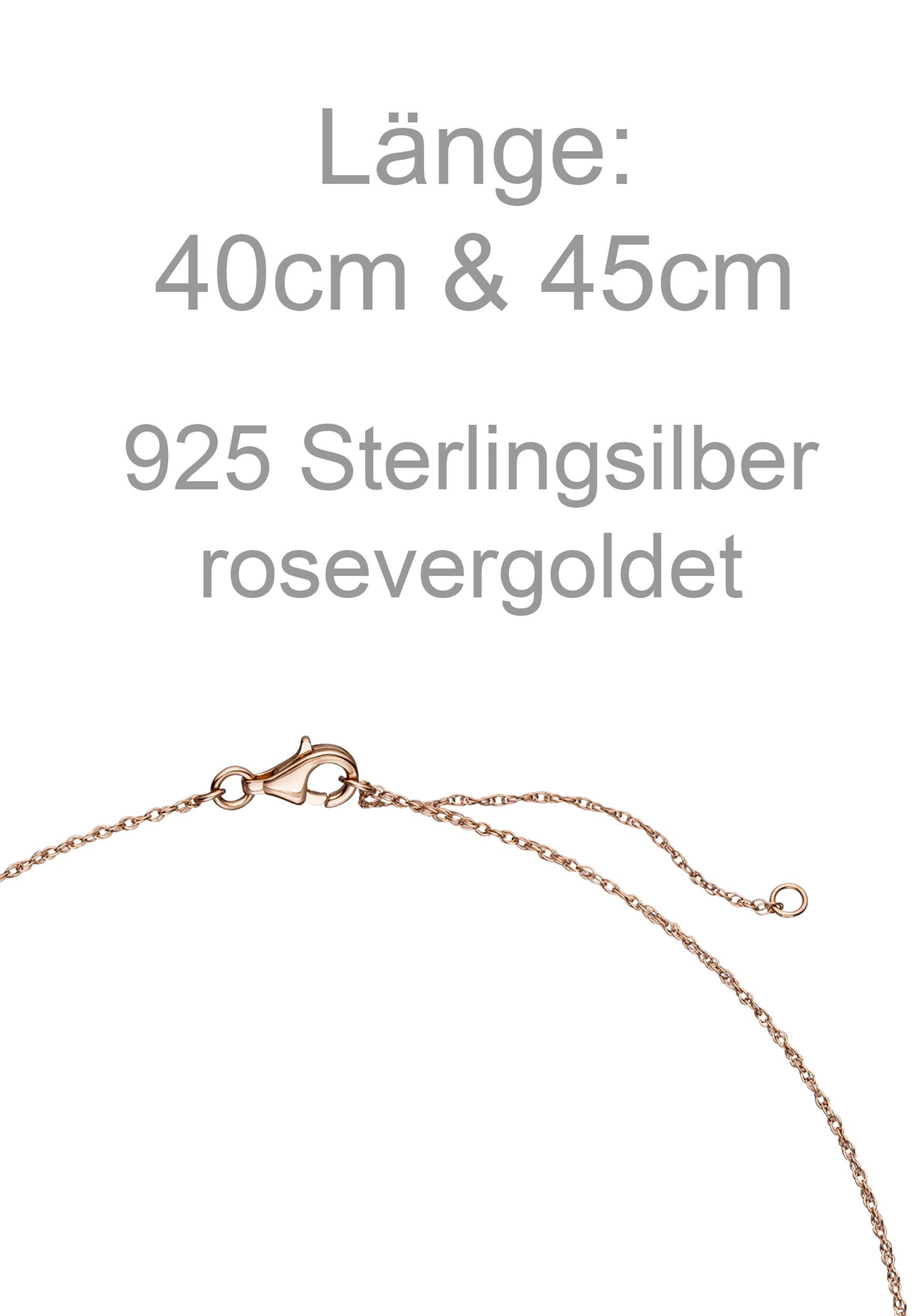 JOBO Kette mit Anhänger »Welle« 925 Silber roségold vergoldet mit Zirkonia 45 cm