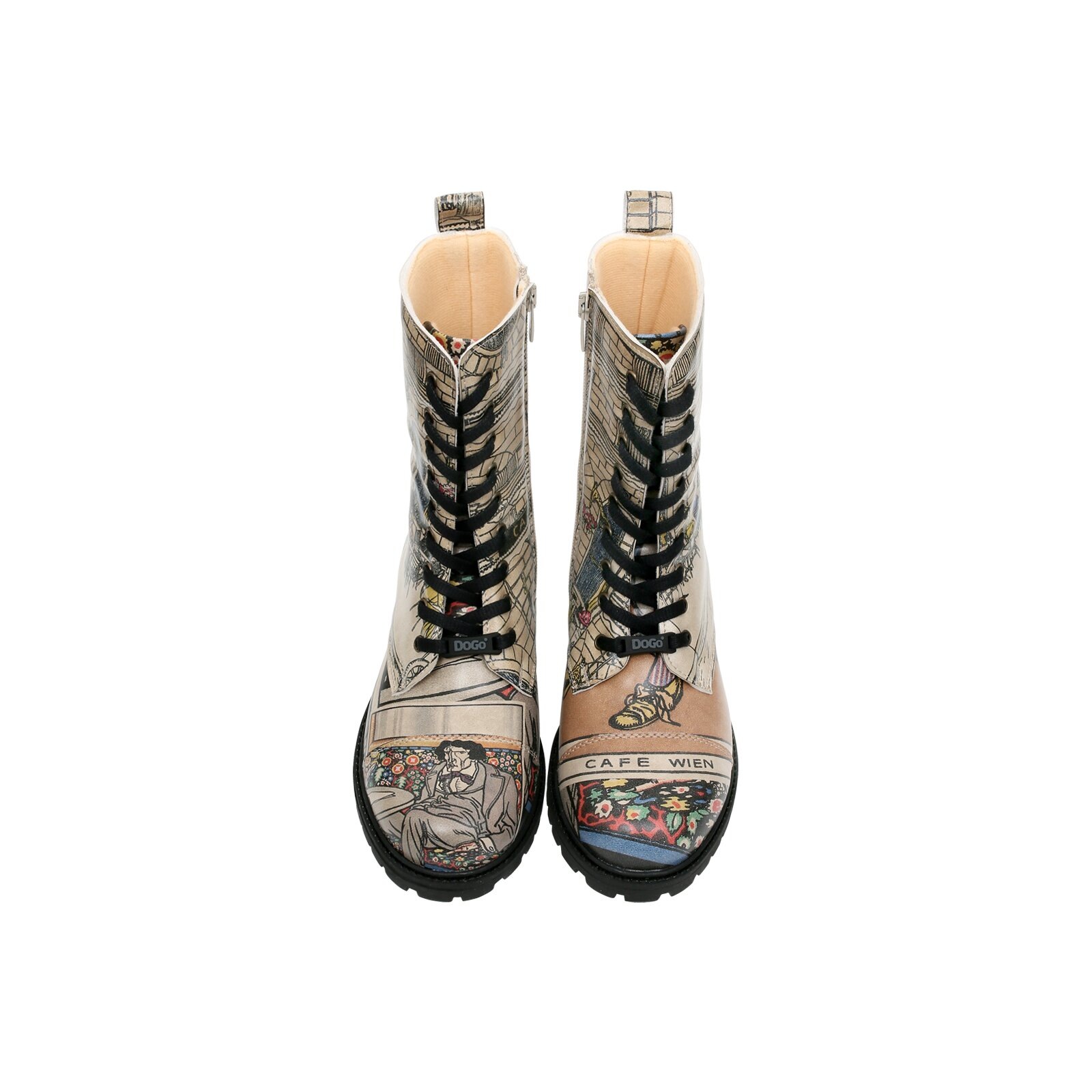 Thumbnail - DOGO Schnürboots "Zipsy High-Top Boots Cafe Wien Damen Stiefeletten", Handgefertigt