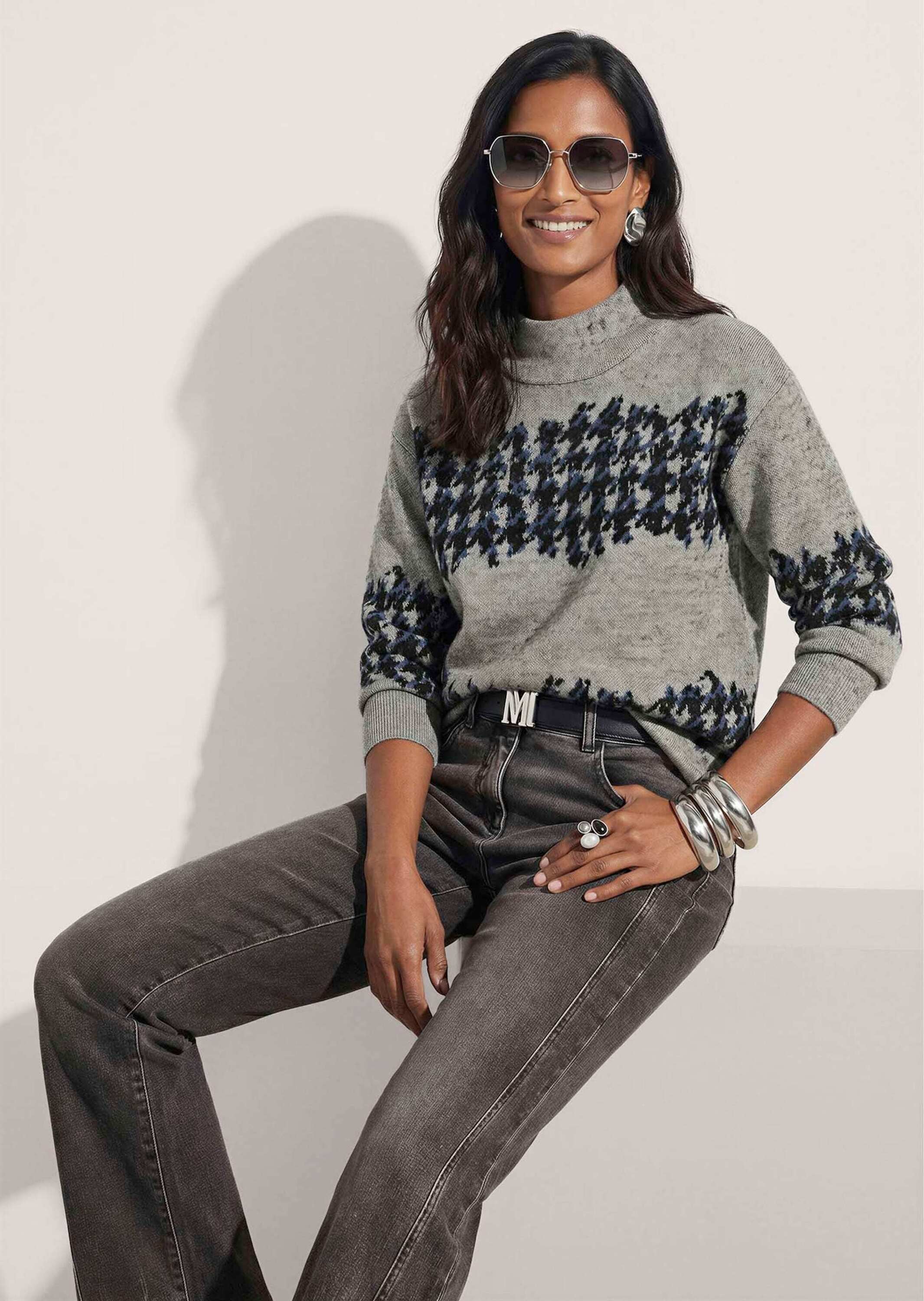 MADELEINE Langarmshirt »Shirt Jacquard-Sweatshirt mit Hahnentritt«