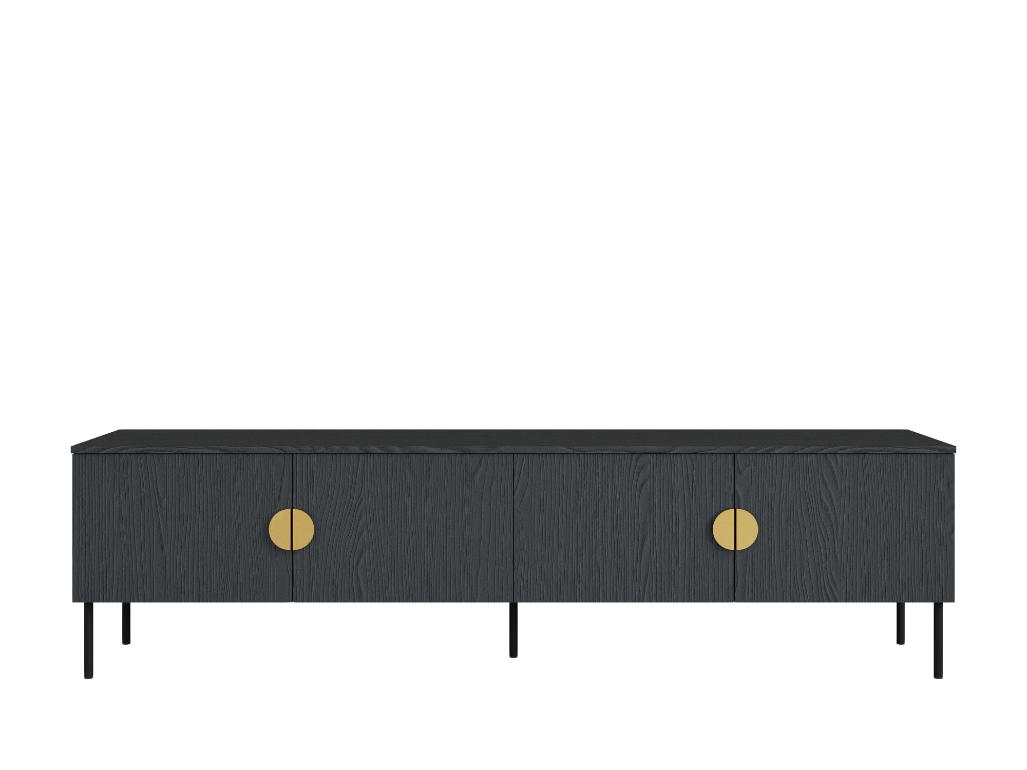 Leonique Lowboard »BELLOT TV-Schrank mit 2 Türen, Maße B/T/H: 160/40/53,6 cm«, (1 St.), schwarze Farbe, mit holzähnlicher Struktur