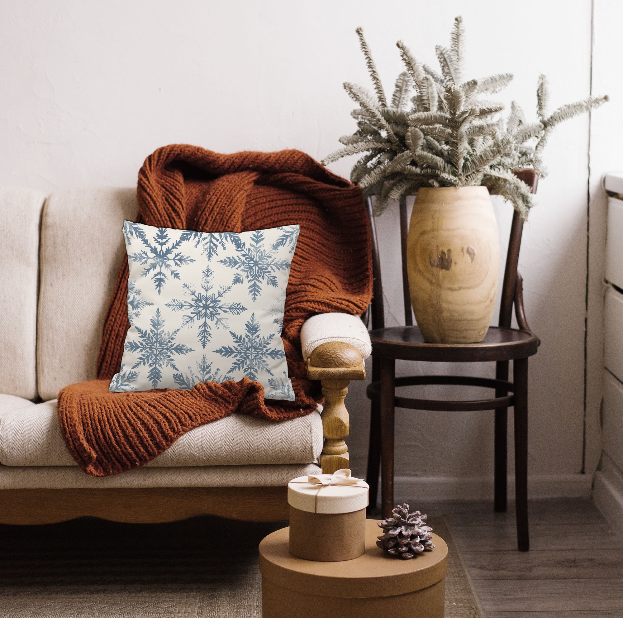 queence Dekokissen "Schneeflocken" Dekokissen mit HD Premium Druck Weihnach günstig online kaufen