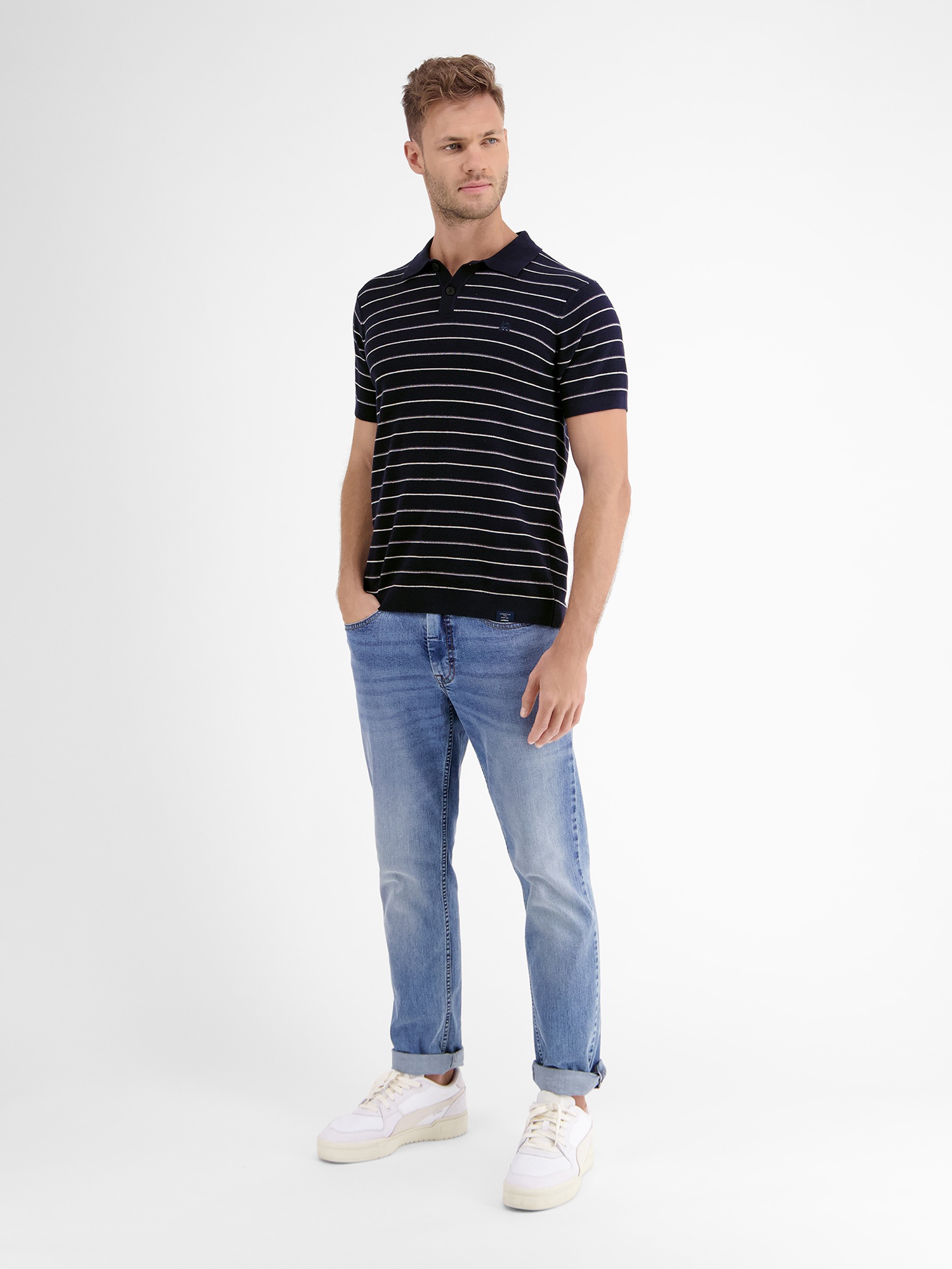 LERROS Poloshirt »LERROS Poloshirt in sommerlich-stylischer Strickoptik«