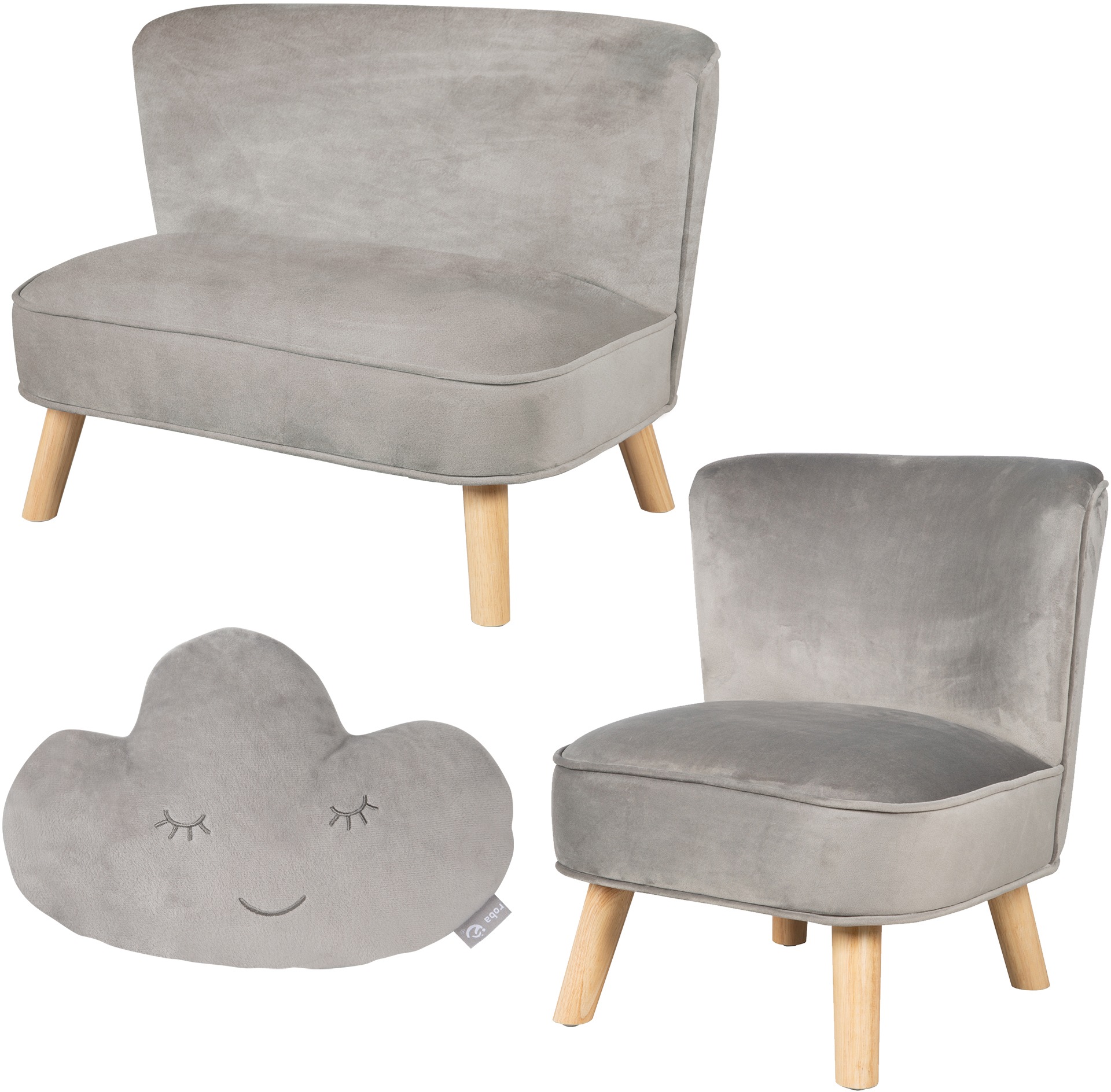 roba "Lil Sofa" Set, 3 Stk. tlg. bestehend aus Kindersofa, Kindersessel und Dekokissen in Wolkenform