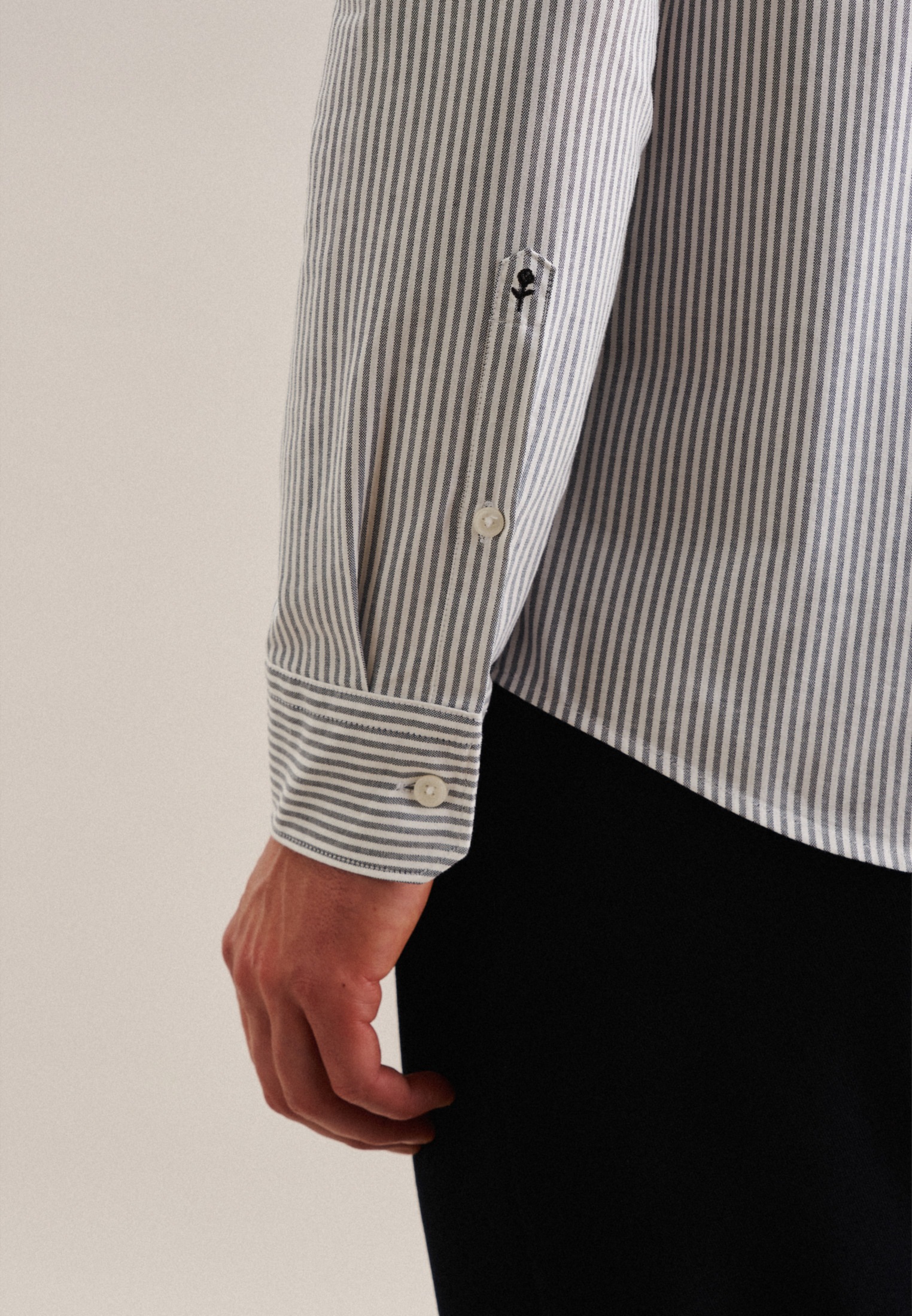 seidensticker Businesshemd »Schwarze Rose«, Regular Langarm Button-Down-Kragen Streifen