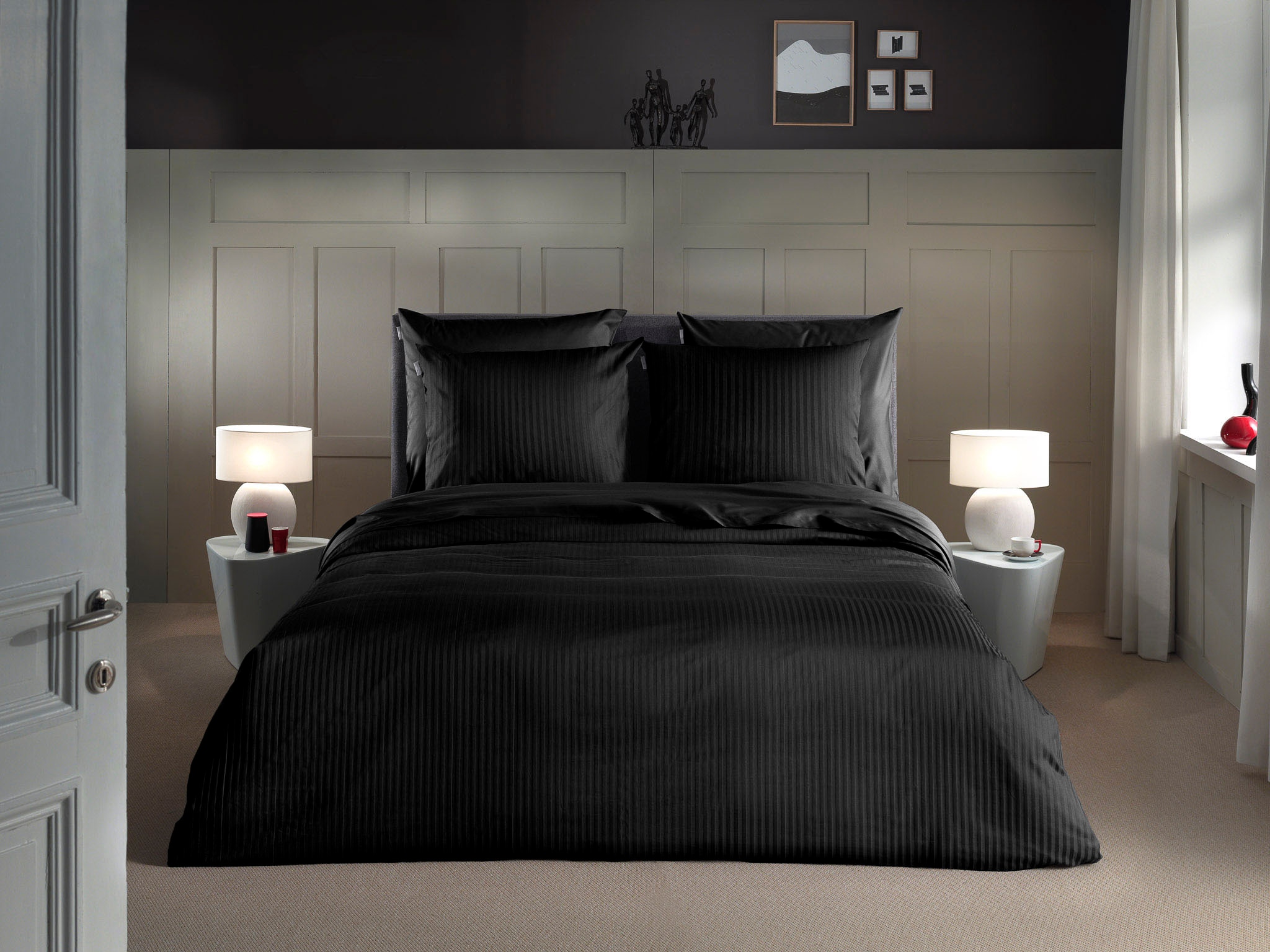 Heckett & Lane Bettwäsche "Banda" 2 tlg. hochwertiges Mako-Satin, Streifen günstig online kaufen