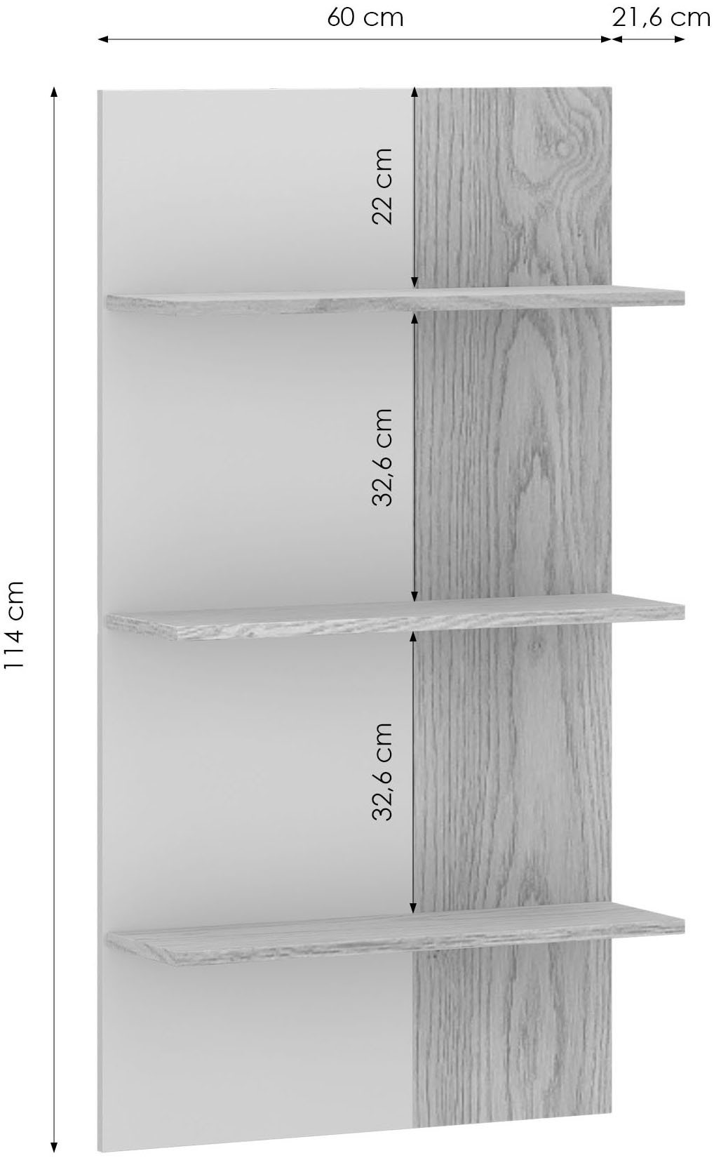 Home affaire Wandregal Wandpaneel, Wandregal, Breite 60 cm, 3 Ablageböden