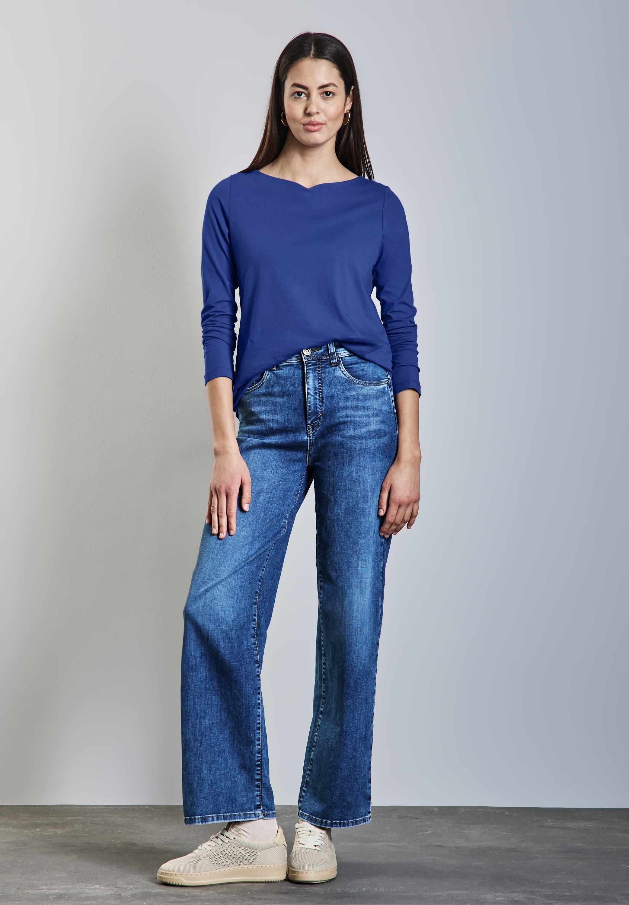 STREET ONE Langarmshirt, aus reiner Baumwolle