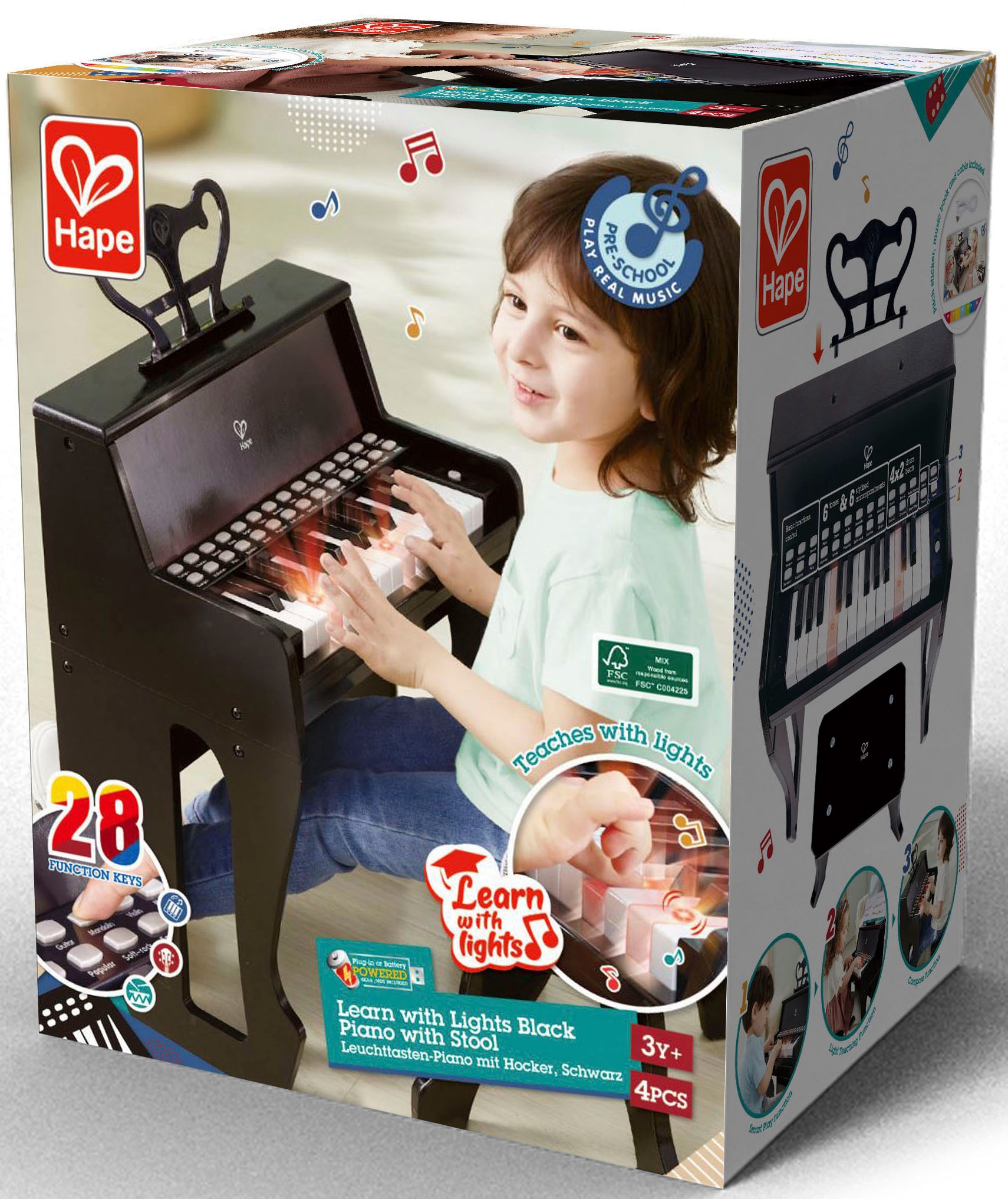 Hape Spielzeug-Musikinstrument »Leuchttasten-Piano mit Hocker«, FSC®- schützt Wald - weltweit