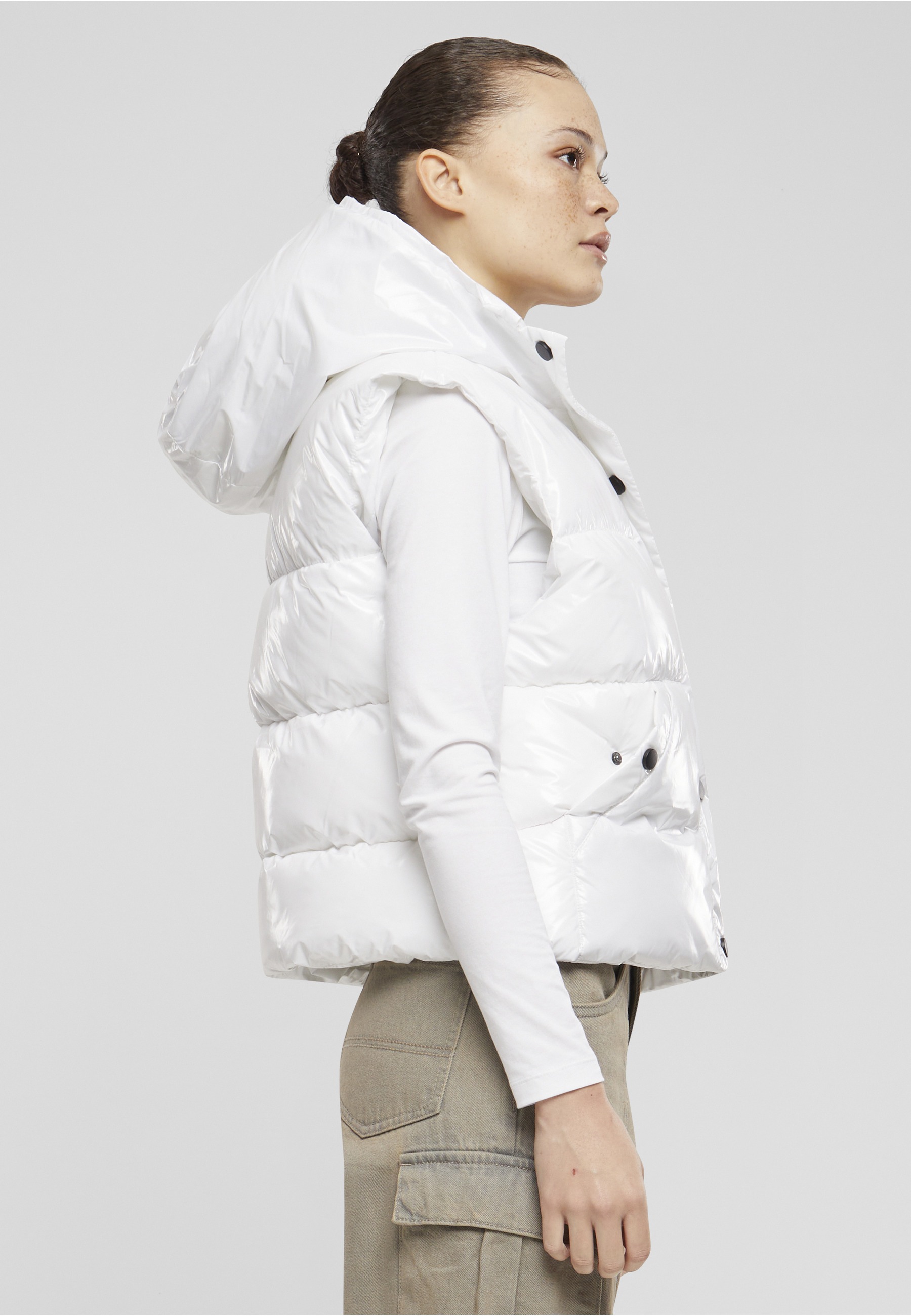 URBAN CLASSICS Steppweste »Urban Classics Ladies Recycled Shiny Puffer Vest with Hood«