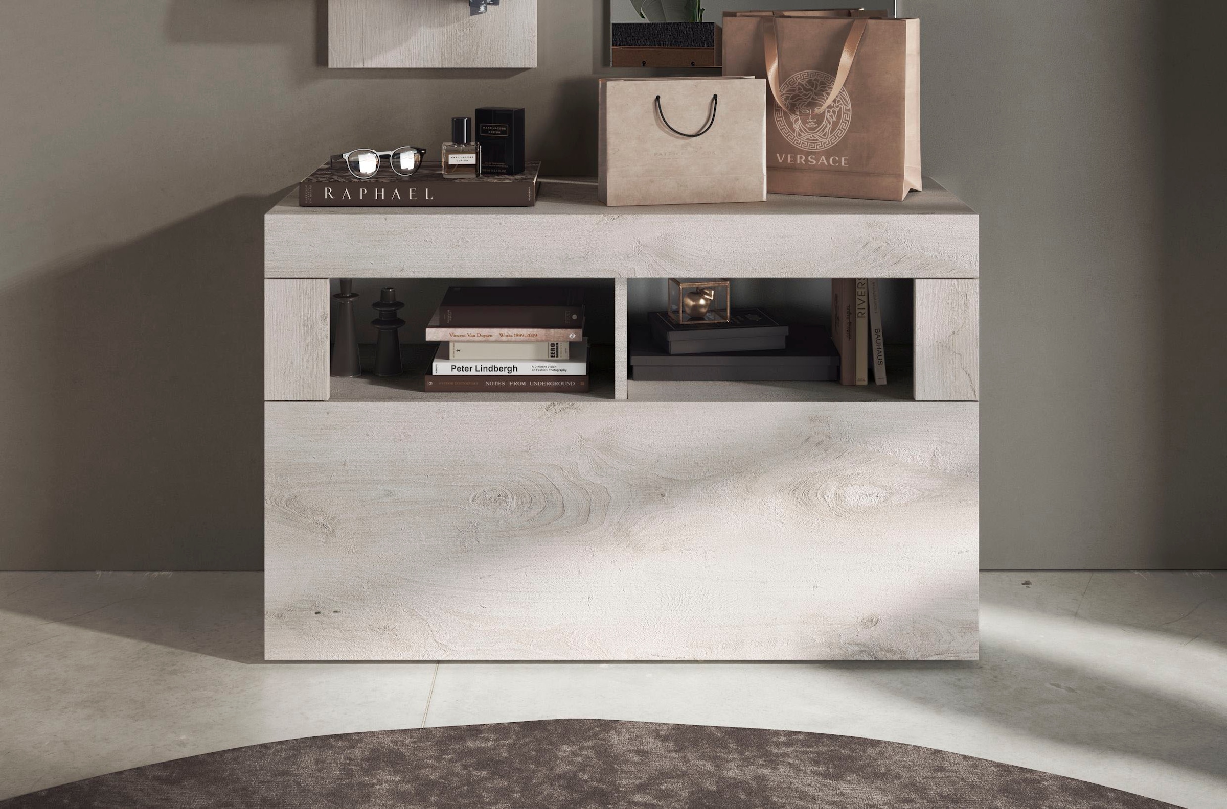 Home affaire Garderobenschrank "Basic, Breite 91 cm, Höhe 59 cm, Schuhbank 1 Klappe" Garderobenbank, moderne Rahmenoptik