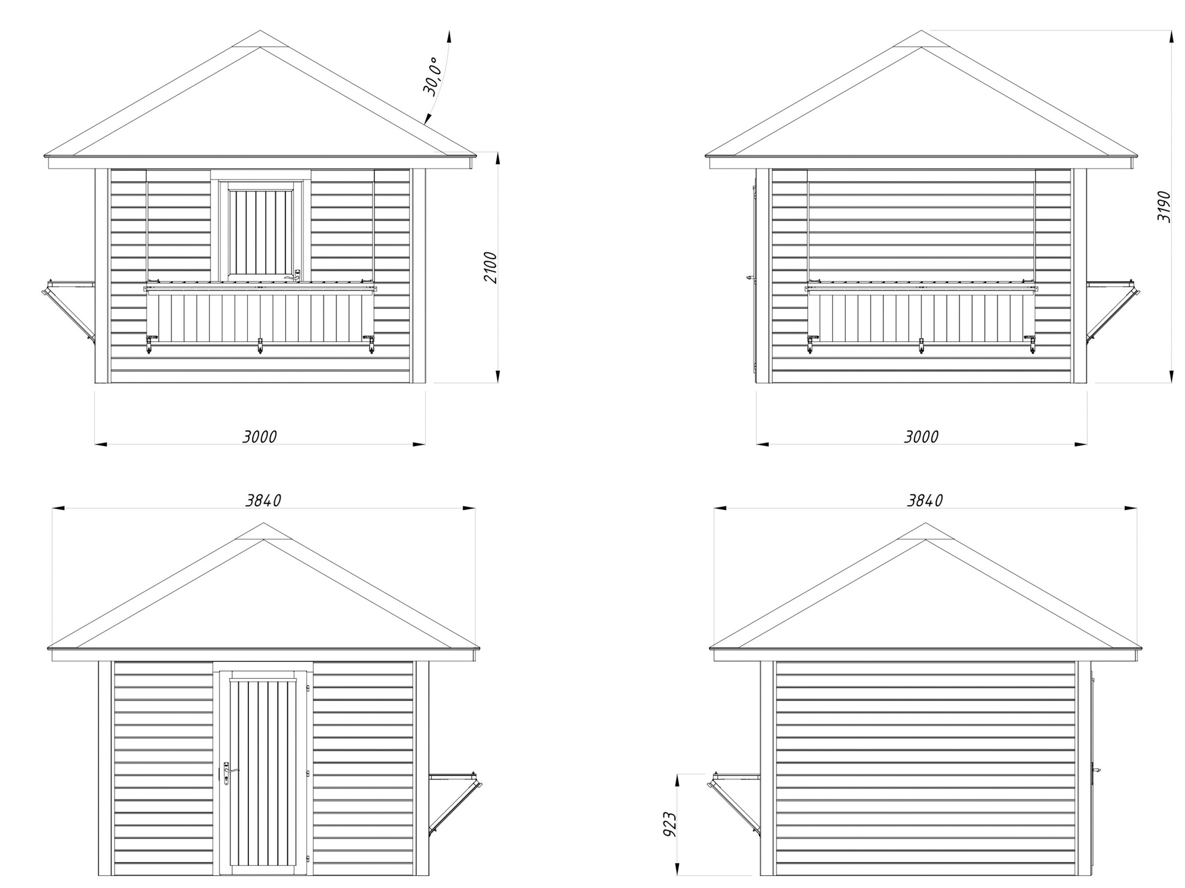 Palmako Holzpavillon »Bianca 8,3 m² Set 105« BxTxH: 384x384x319 cm