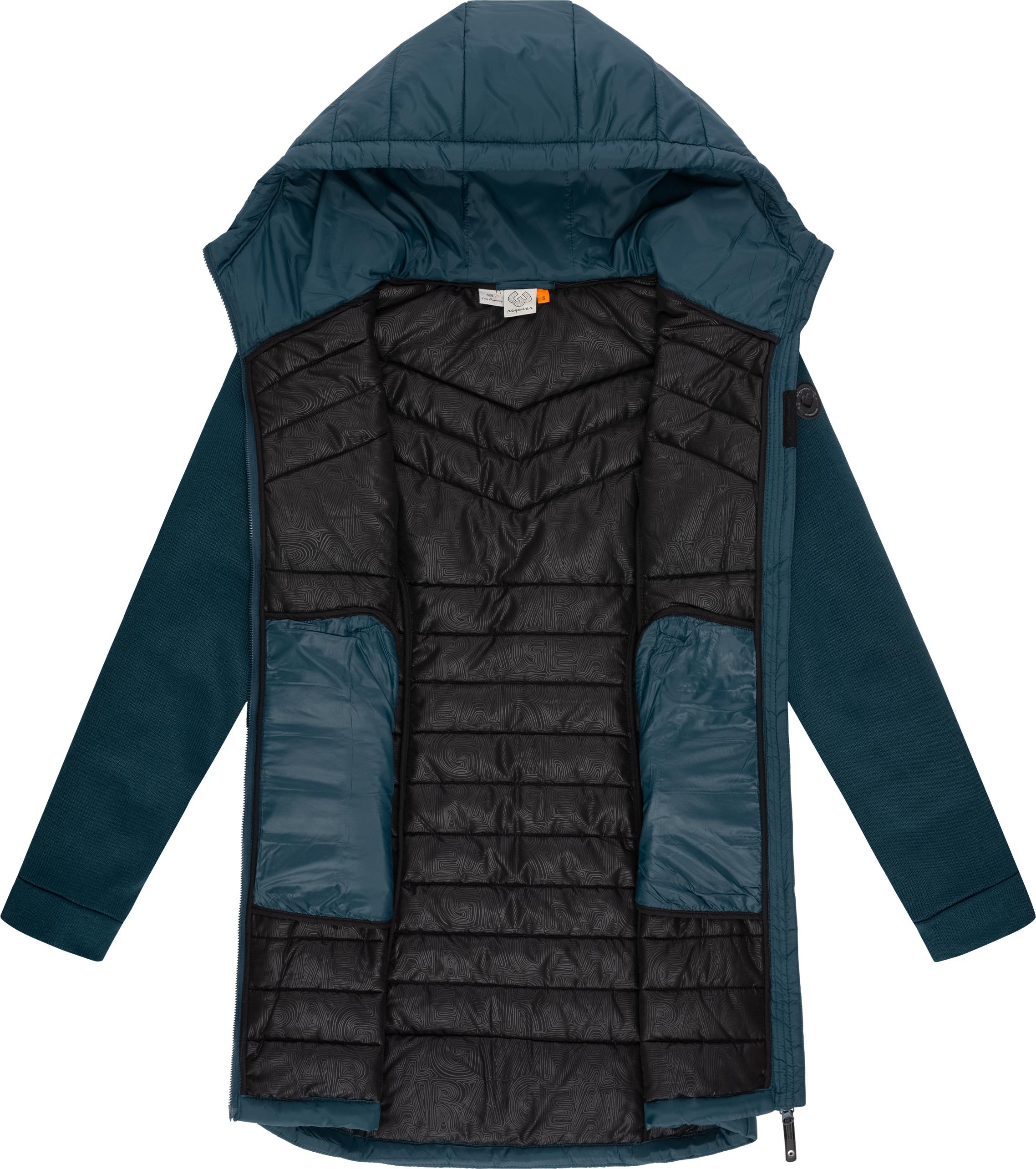 Ragwear Langjacke »Sandrra Long«, mit Kapuze, Steppjacke aus modernem Materialmix mit Kapuze