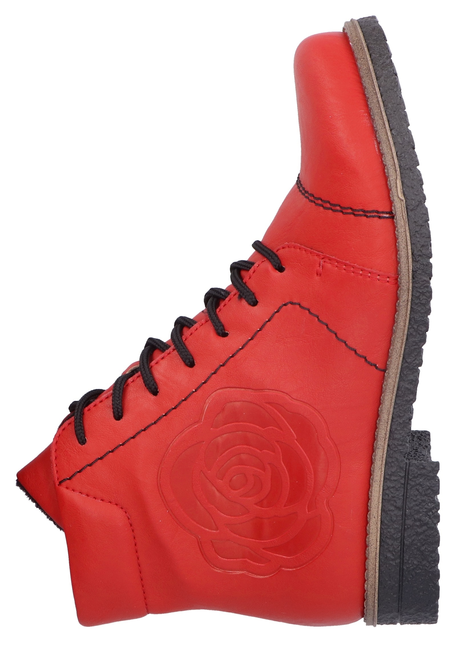 Rieker Schnürstiefelette, Schnürboots, Reißverschluss-Stiefelette, Blockabsatz, Rosenmuster