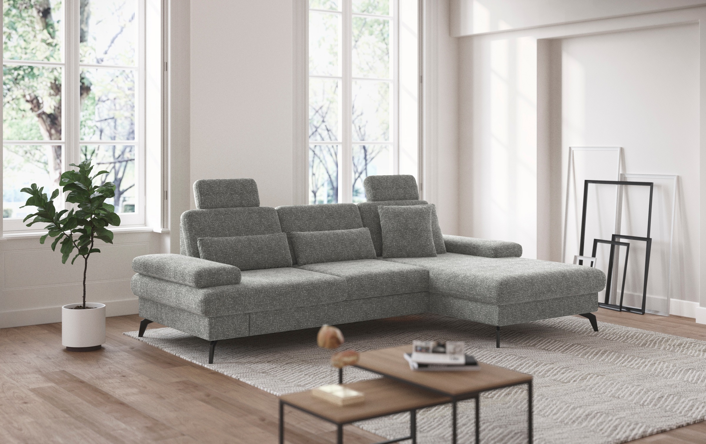 sit&more Ecksofa »Morris L-Form, inkl. Sitztiefenverstellung«, wahlweise mit Armteilverstellung, Bettfunktion & Bettkasten
