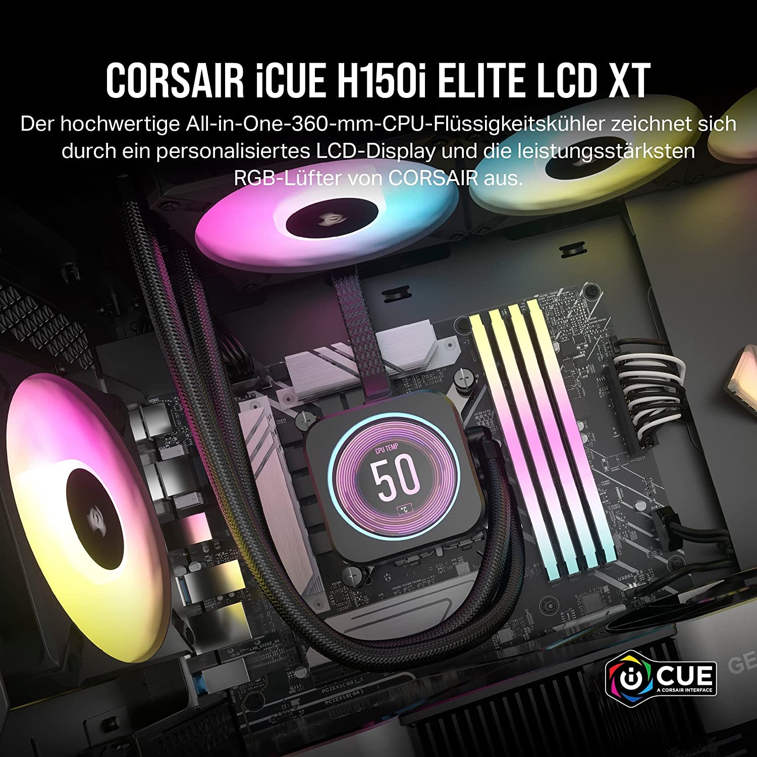 Corsair CPU Kühler »iCUE H150i ELITE LCD XT Liquid CPU Cooler«, (1