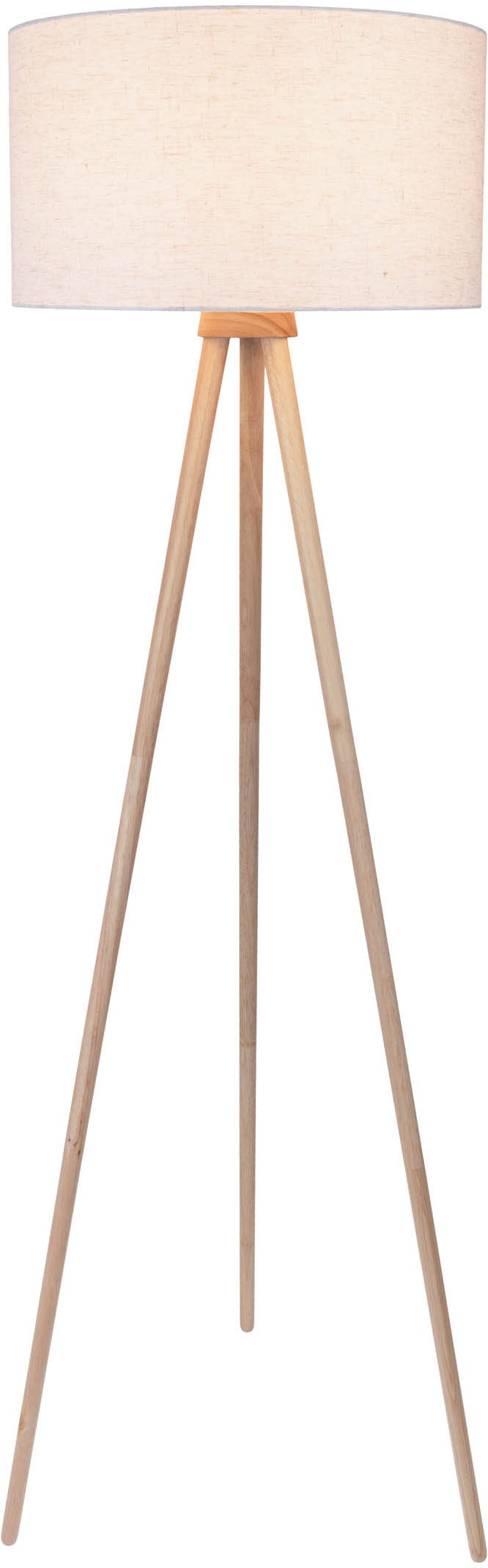 OTTO home Stehlampe »Torell« E27 1 Stk. Schirm mit Leinenbezug, Dreibein Holz, 1x E27 exkl., Zuleitung 300cm