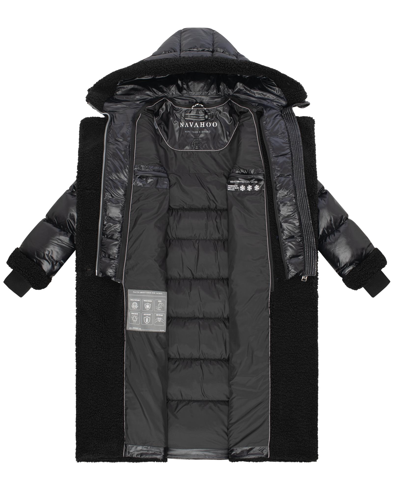 Navahoo Wintermantel »Kuscheltraum 14«, Modischer Damen Plüschmantel aus angesagtem Materialmix