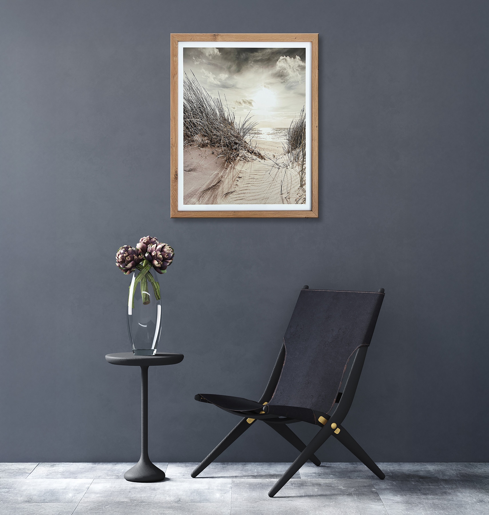 Bönninghoff Bild mit Rahmen »Wandbild gerahmt STRAND DÜNE 40x50 cm – Küsten Wanddeko maritim« Landschaft | Meer | Meer Bilder | Natur | Strand | Strandbilder 1 Stk. tlg. mit dekorativem Rahmen