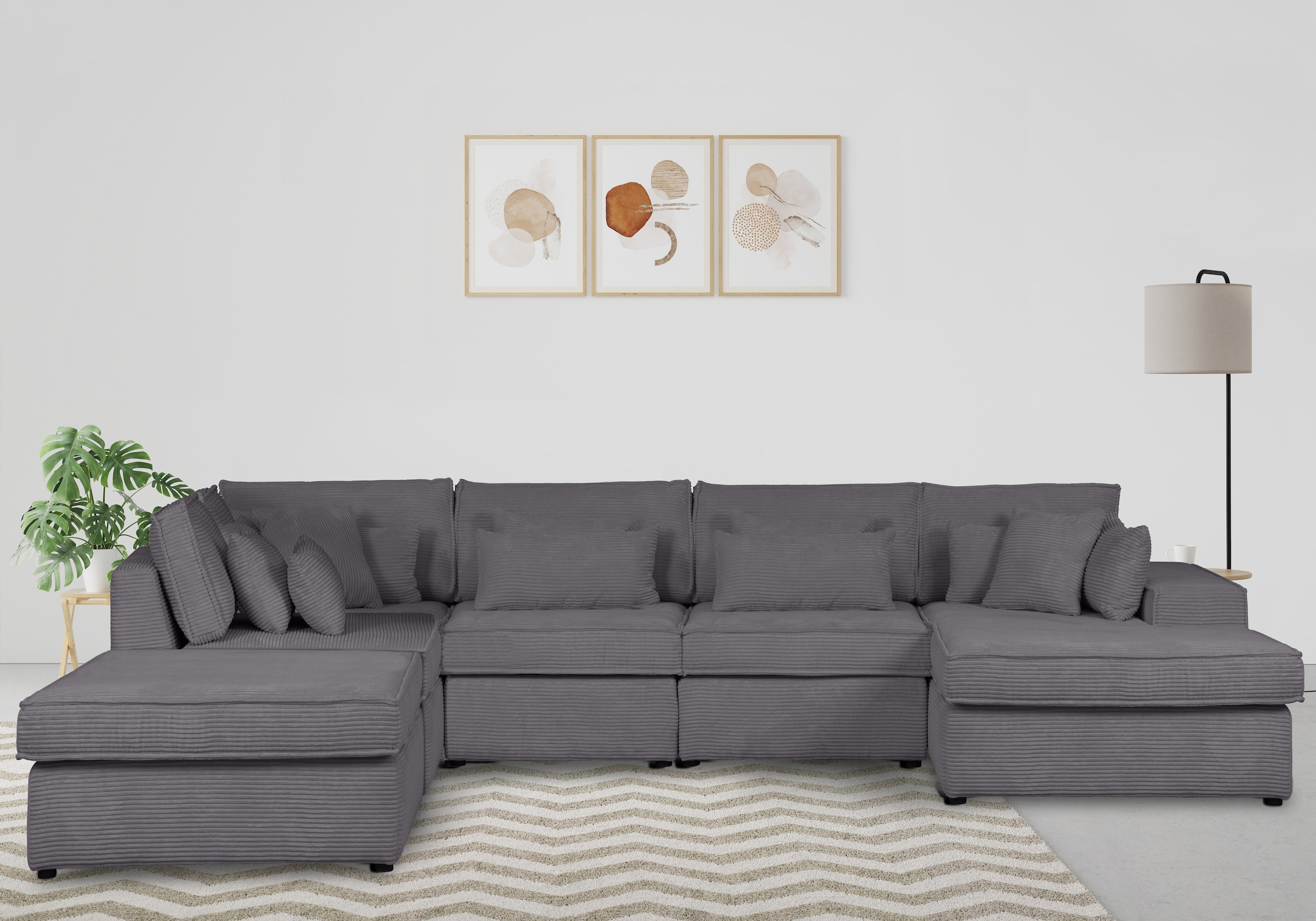 OTTO home Wohnlandschaft "Enid U-Form" 6 Teile, bestehend aus Modulen, in vielen Bezügen, auch in Breitcord