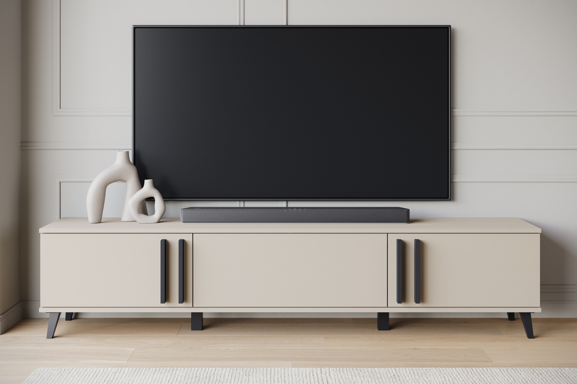 INOSIGN Lowboard »Helsinki, TV-Kommode Breite 180cm«, (1 St.), modernes Design, 3 Klapptüren
