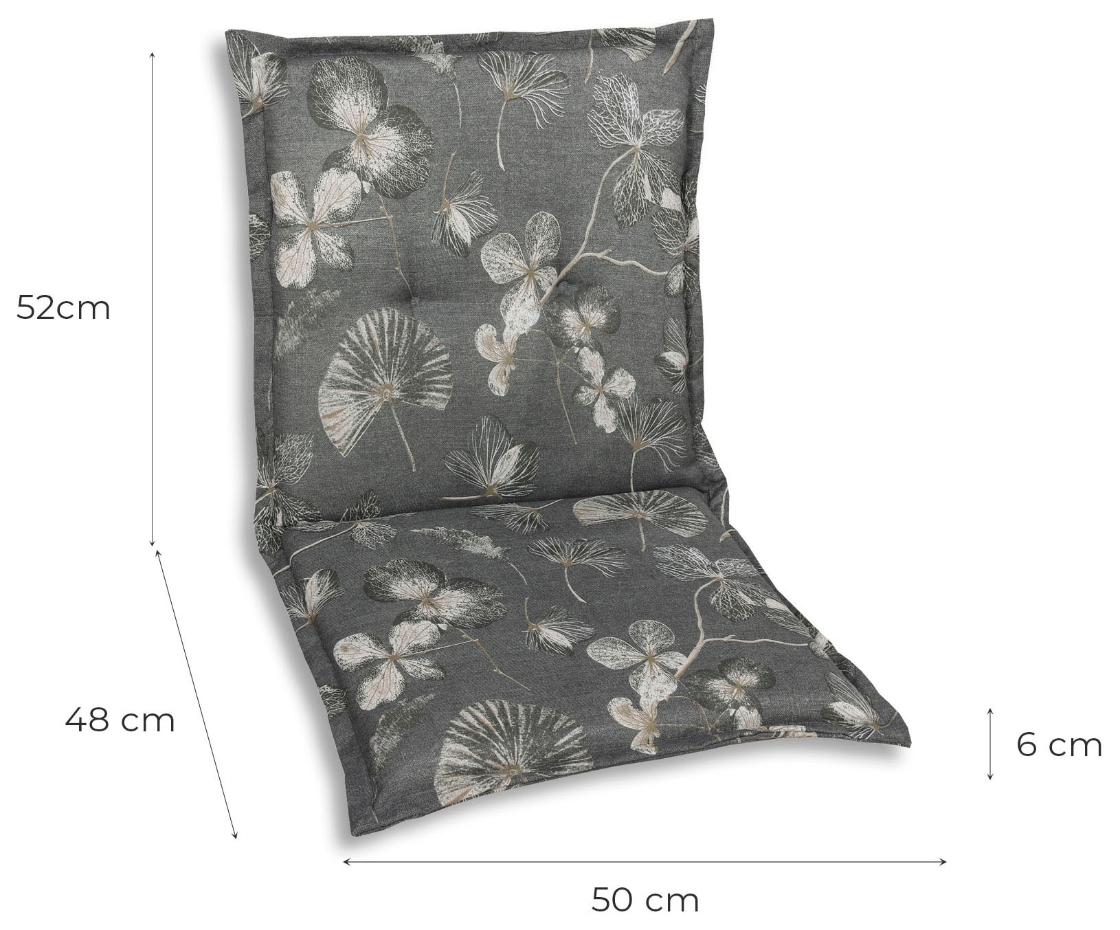 KONIFERA Sesselauflage Natur Look taupe - Maße BxLxH ca.: 50 cm x 100 cm x 6 cm