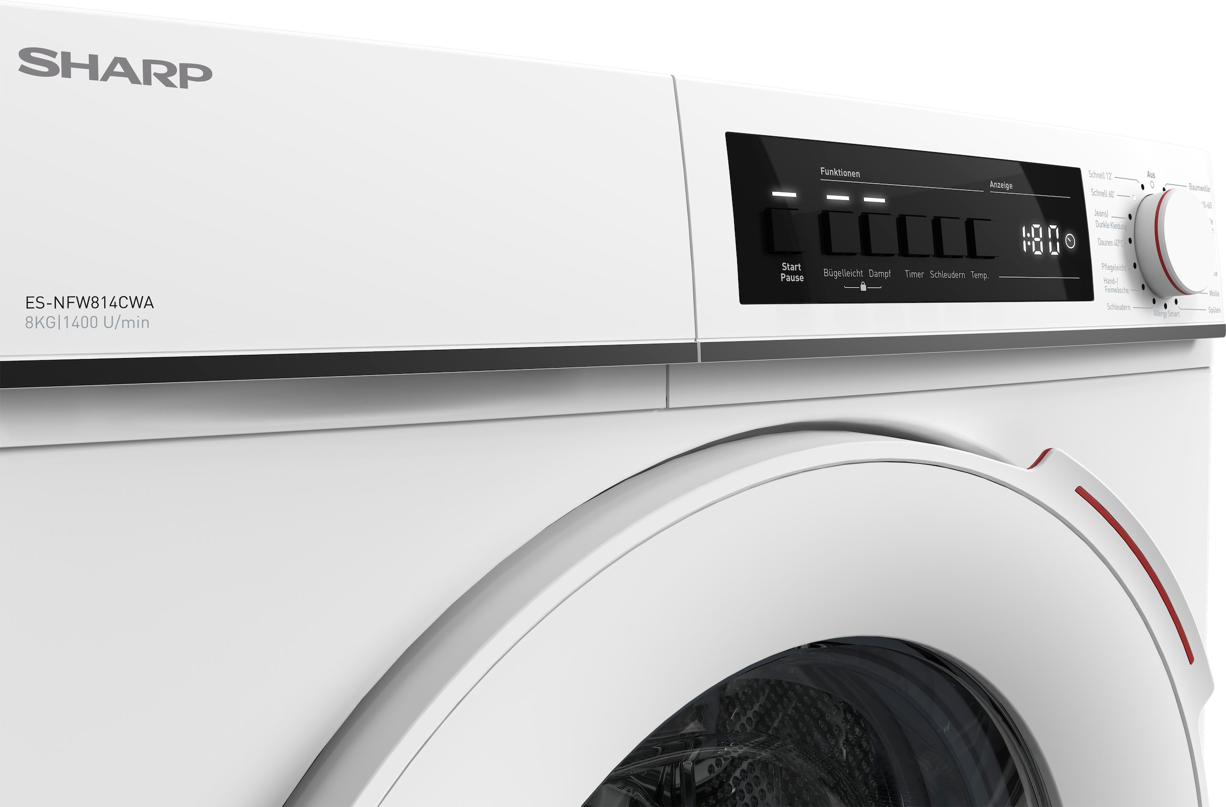 Sharp Waschmaschine »ES-NFW814CWA-DE«, ES-NFW814CWA-DE, 8 kg, 1400 U/min  auf Rechnung | BAUR | Frontlader